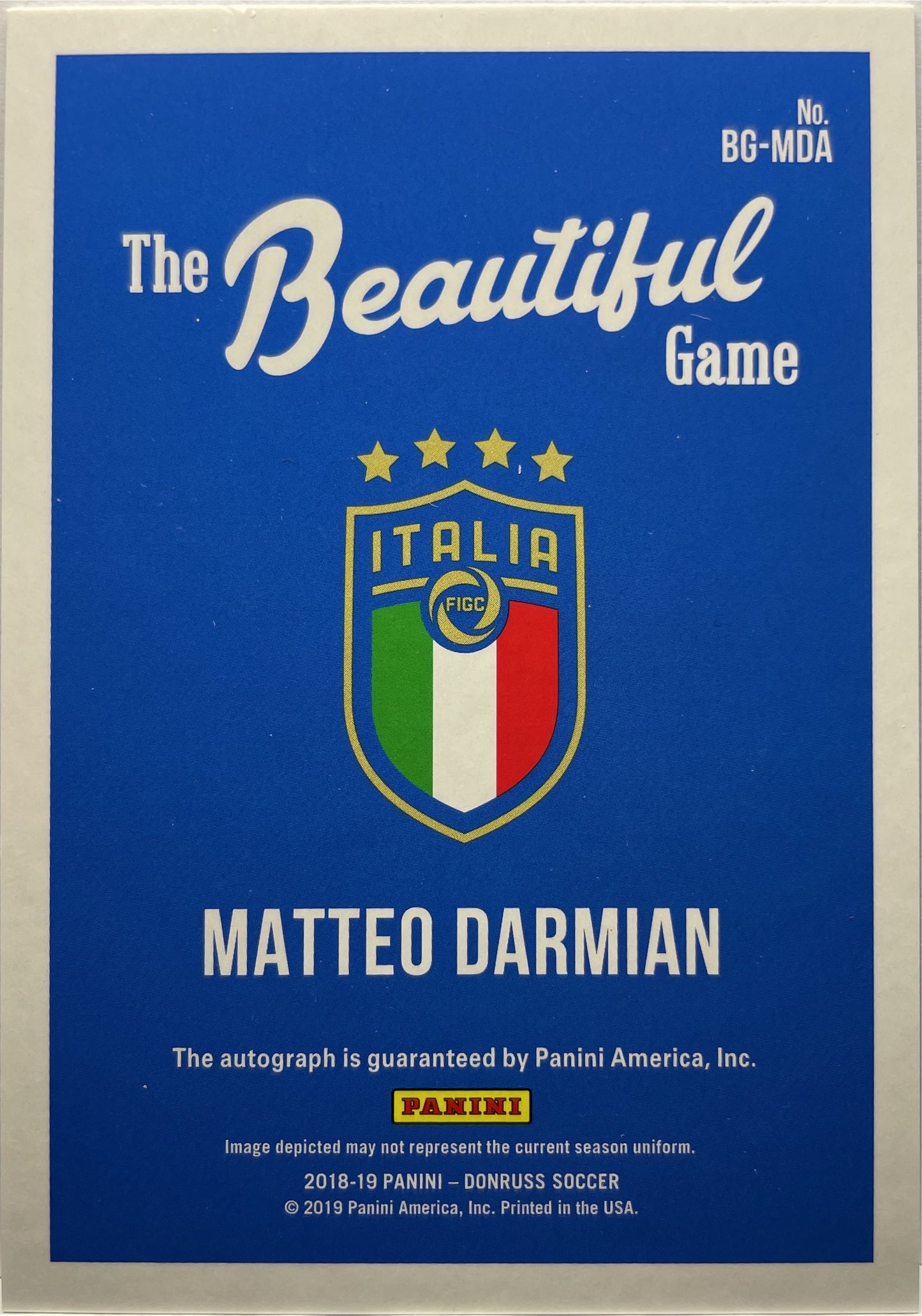 Matteo Darmian Autograph The Beautiful Game Donruss 2018/19