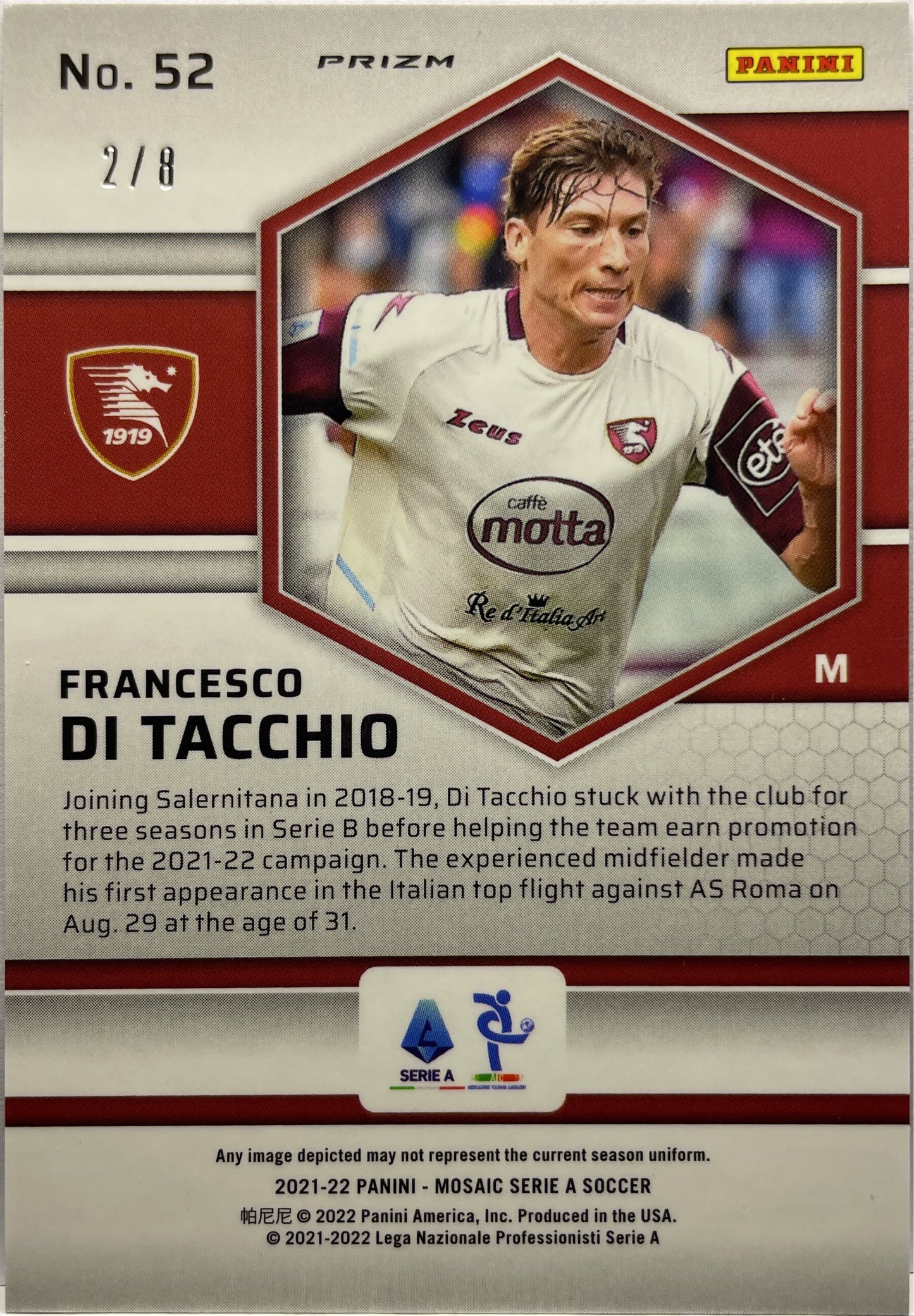 Francesco Di Tacchio 2/8 Rookie Black Gold Mosaic Serie A 2021/22