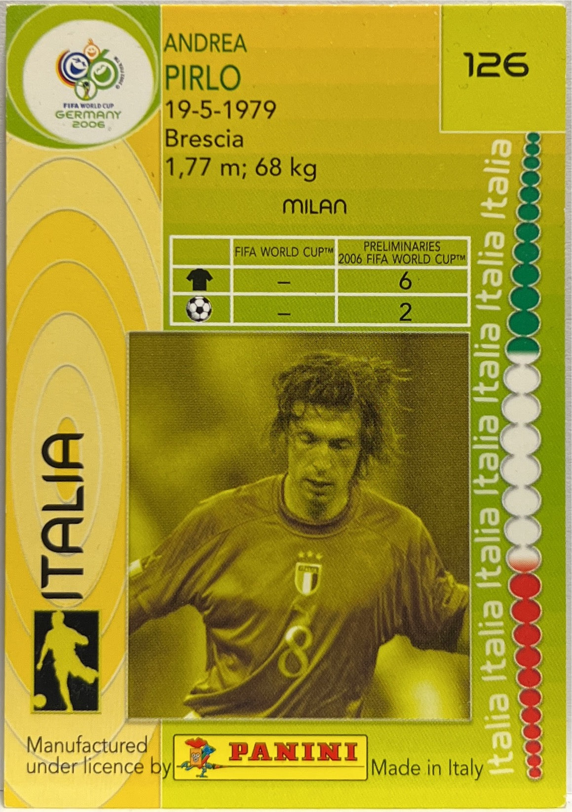 Andrea Pirlo Panini Fifa World Cup Germany 2006