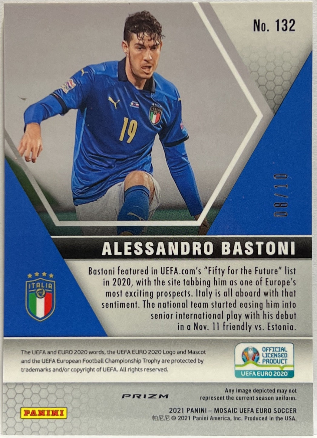 Alessandro Bastoni 8/10 Gold Mosaic Uefa Euro 2020