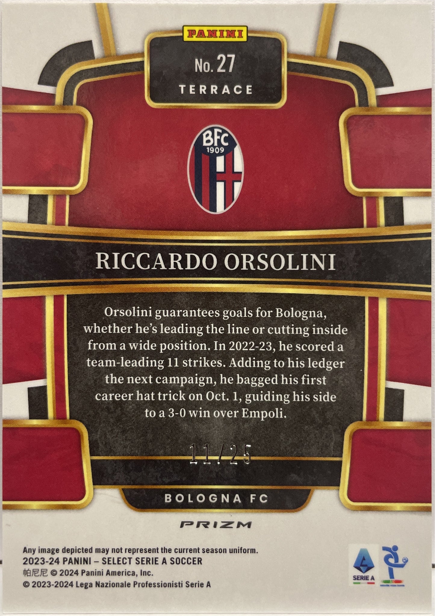 Riccardo Orsolini 11/25 Terrace Select Serie A 2023/24