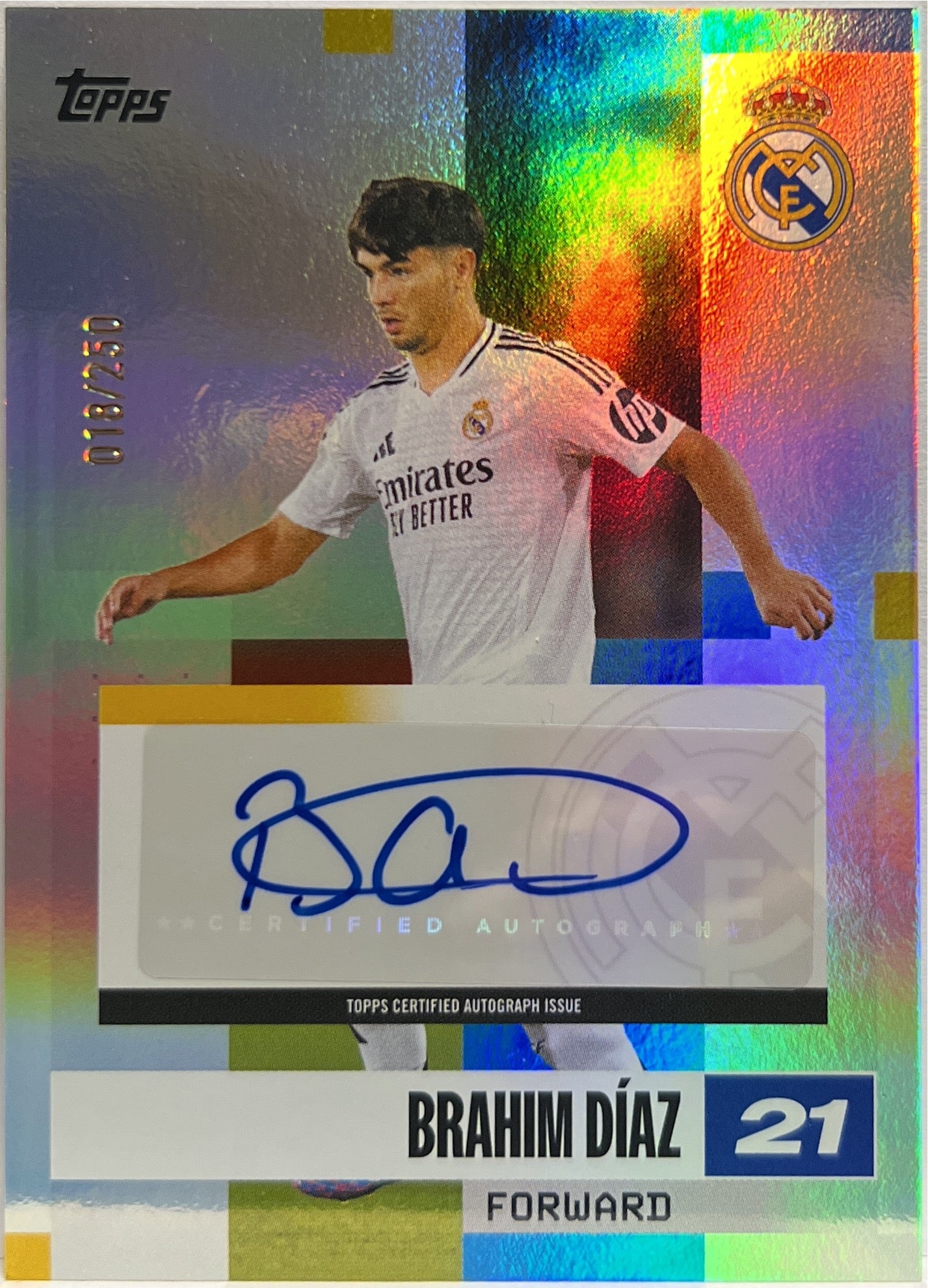 Brahim Diaz 18/250 Autograph Topps Real Madrid Team Set 2024/25