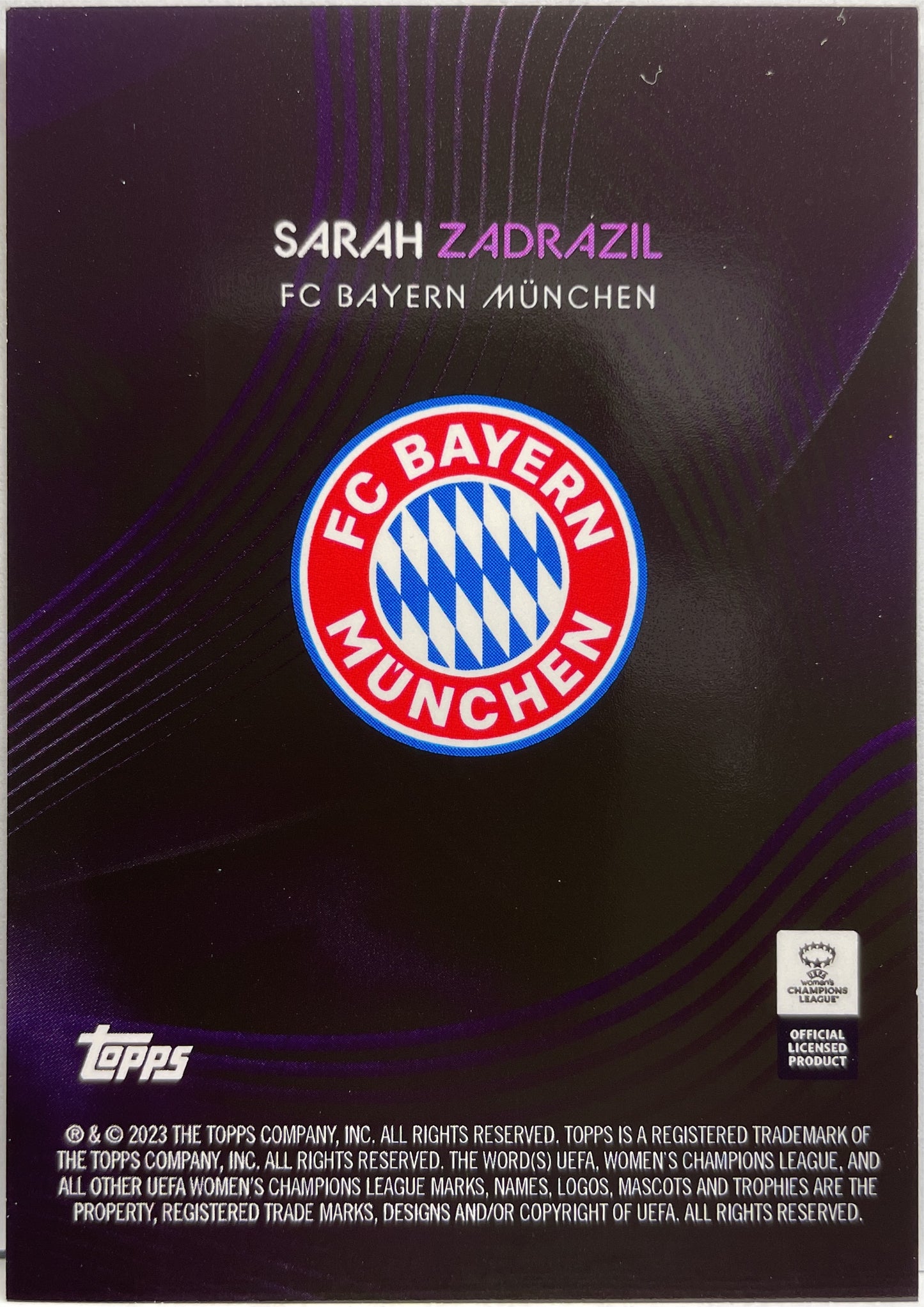 Sarah Zadrazil 8/25 Topps Knockout Women's Champions League 2022/23