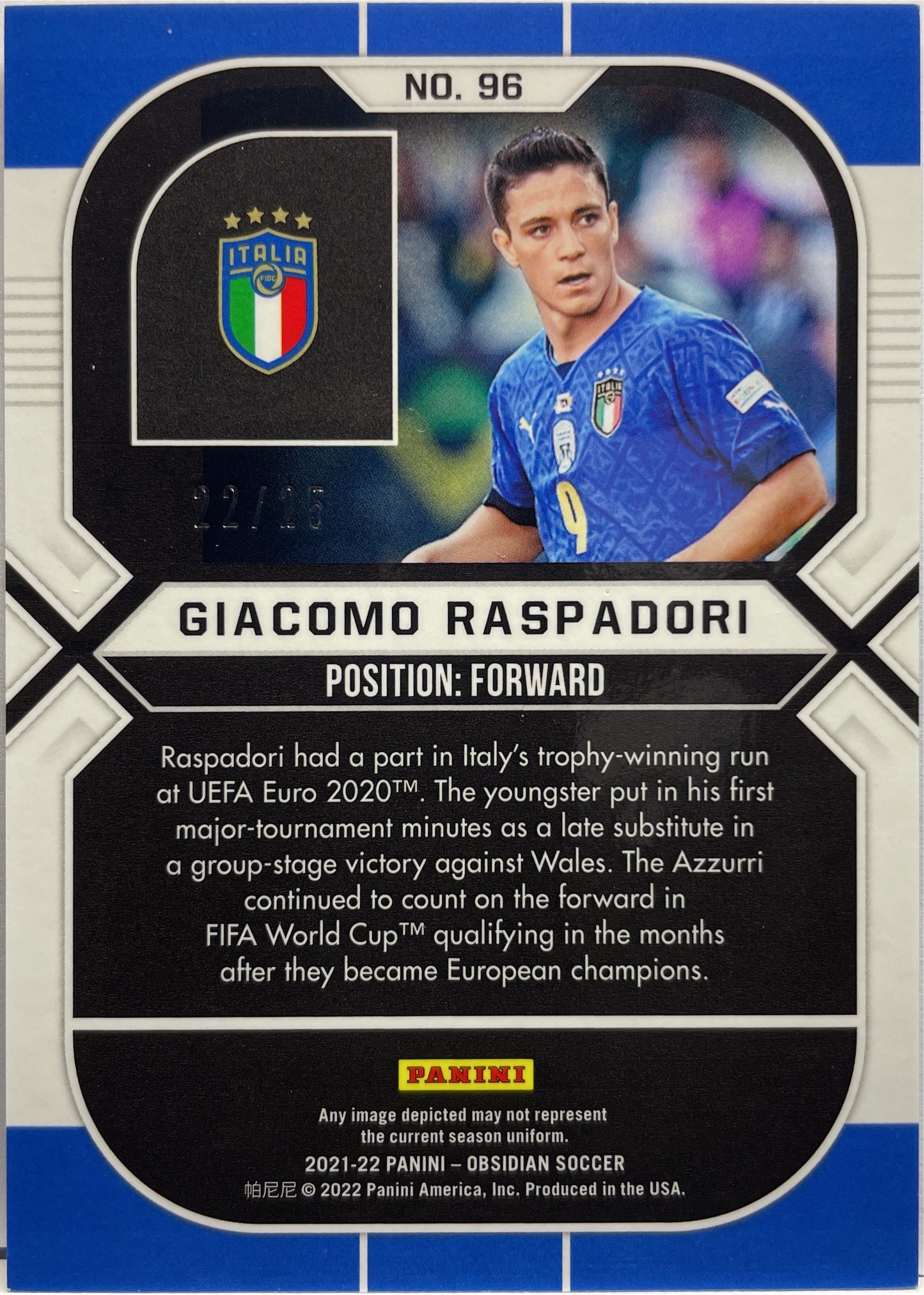 Giacomo Raspadori 22/25 Rookie Orange Obsidian 2021/22