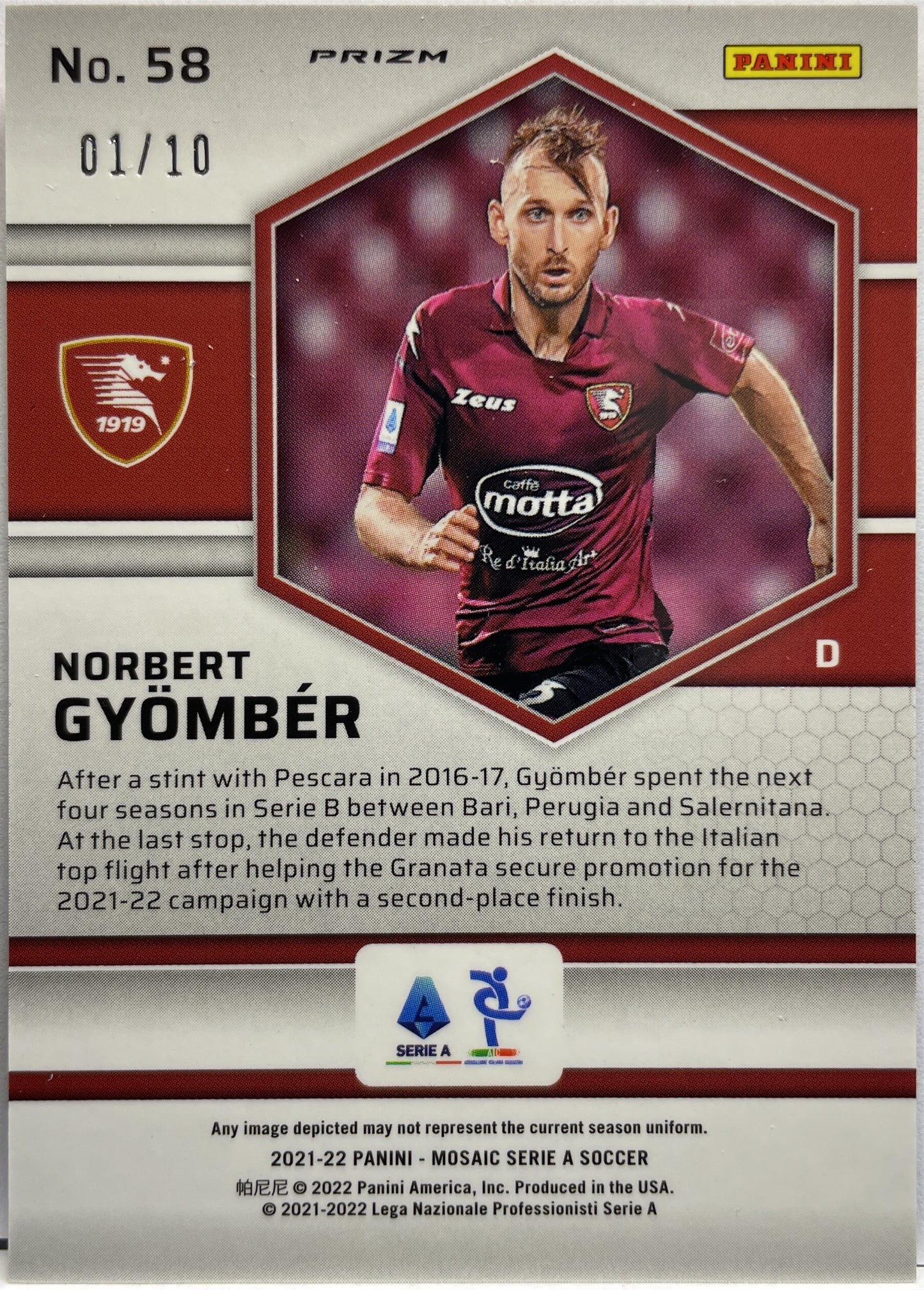 Norbert Gyomber 1/10 Red/Gold Choice Mosaic Serie A T-Mall 2021/22