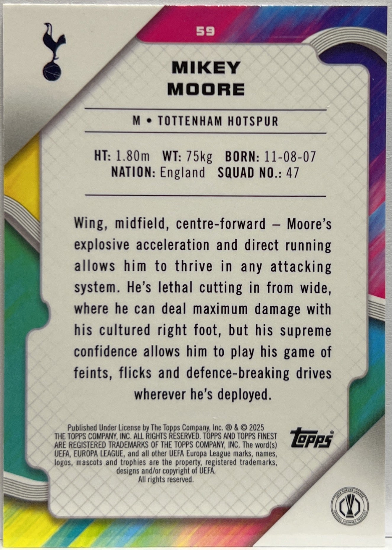 Mikey Moore 298/299 Rookie Purple Topps Finest UCC 2024/25