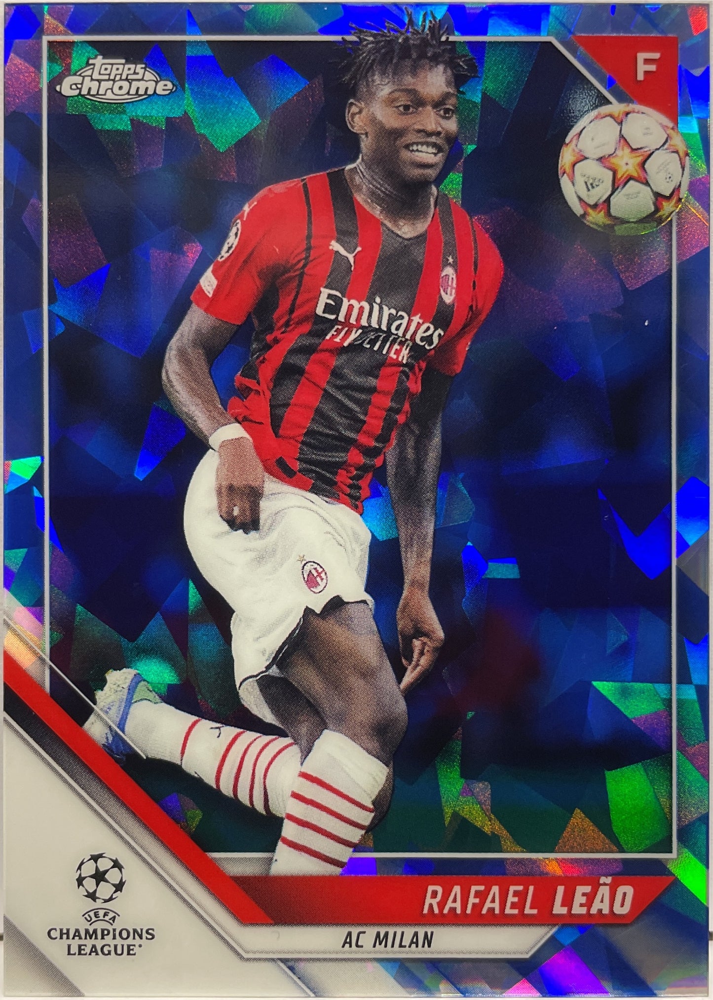Rafael Leao Cracked Ice Blue Topps Chrome UCL 2021/22