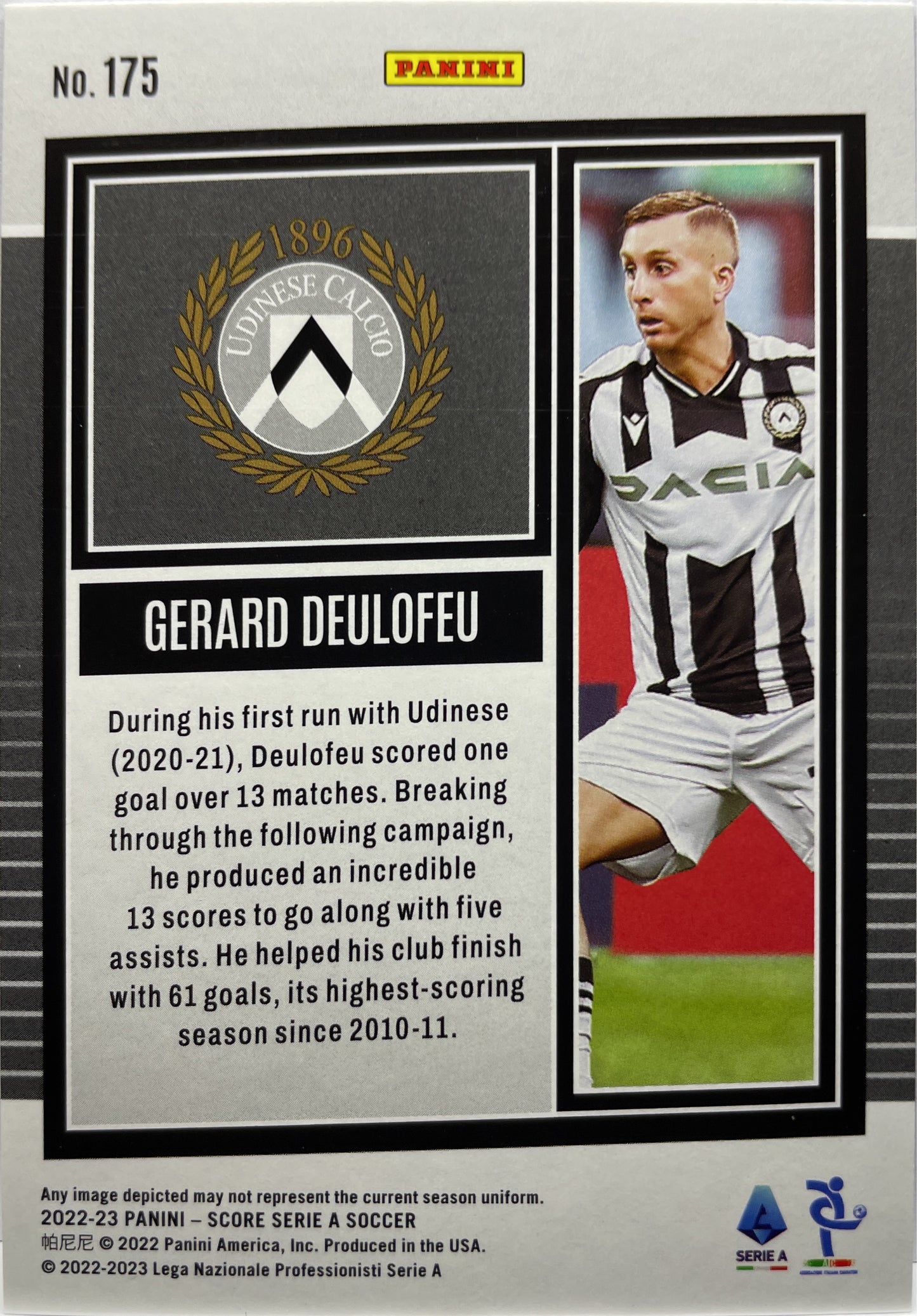 Gerard Deulofeu 36/55 Bronze Swirl Score Serie A 2022/23