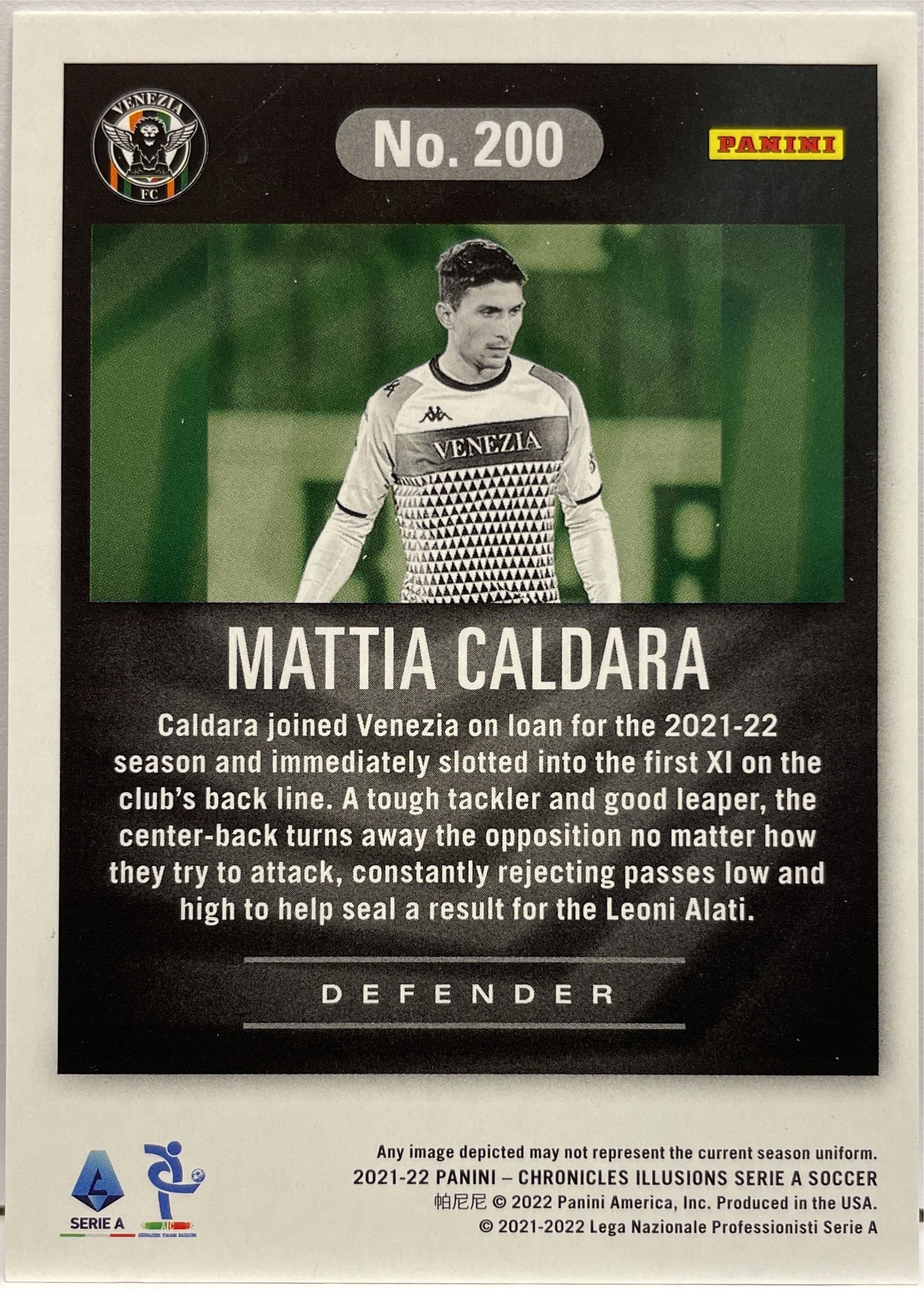 Mattia Caldara 7/10 Rookie Illusions Gold Chronicles Serie A 2021/22