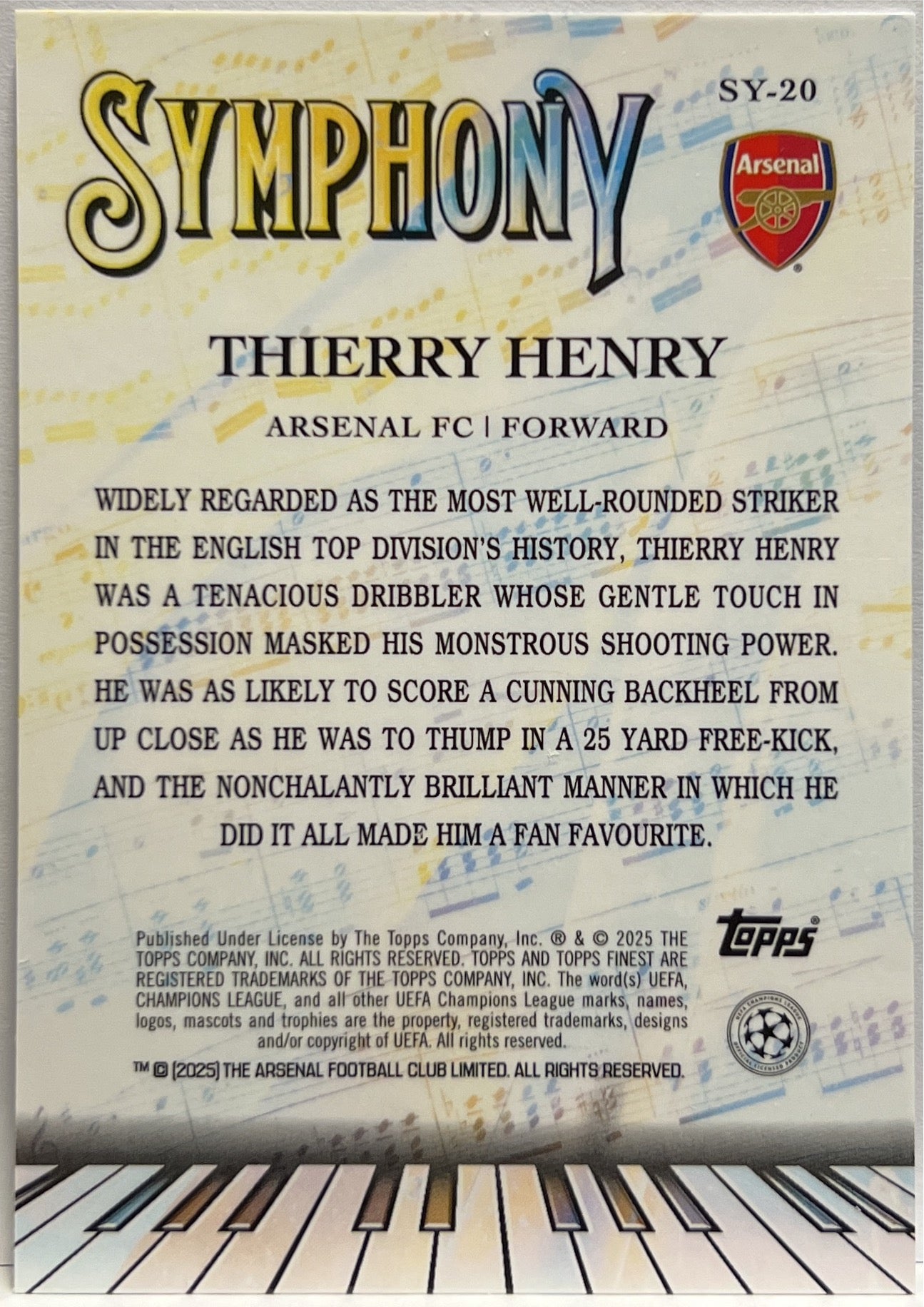 Thierry Henry 3/150 Symphony Blue Topps Finest UCC 2024/25