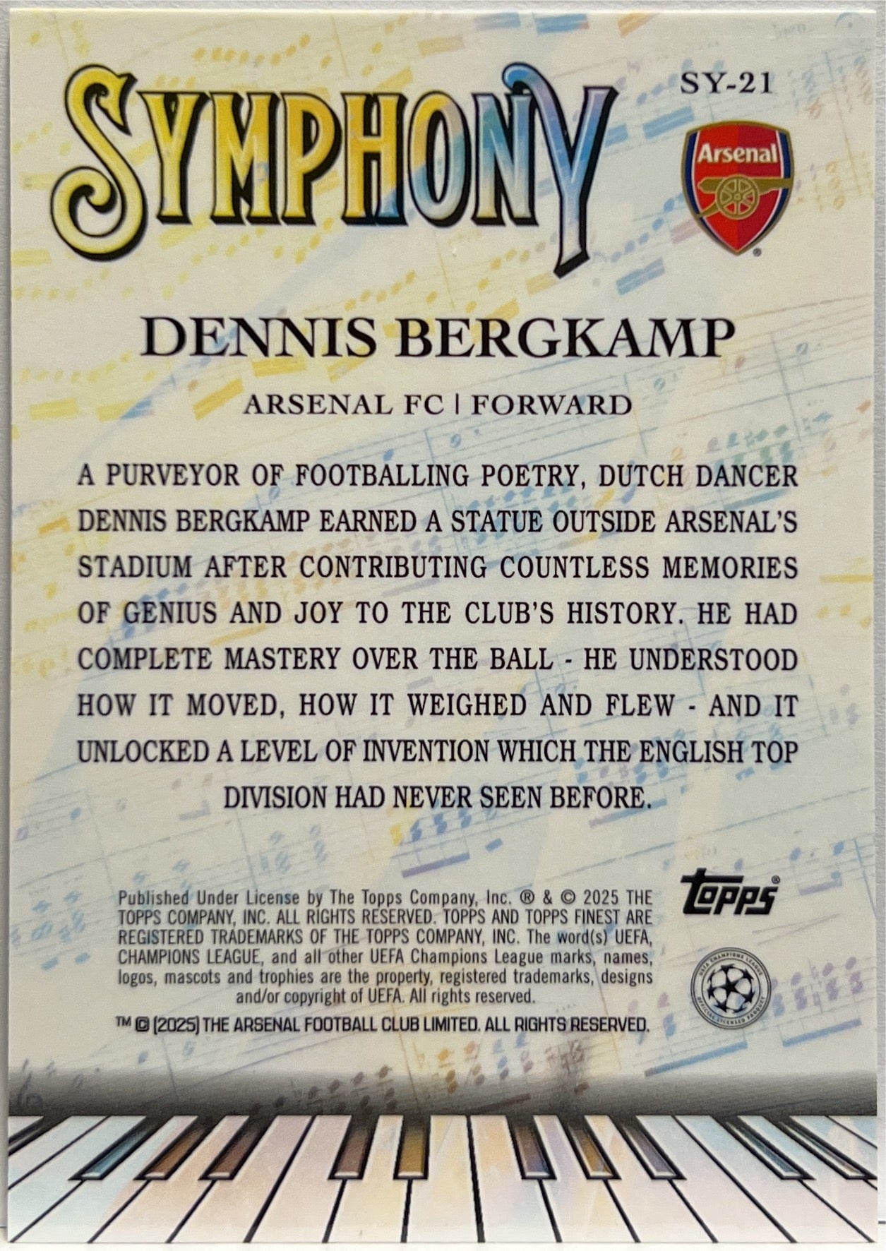 Dennis Bergkamp 71/99 Symphony Green Topps Finest UCC 2024/25