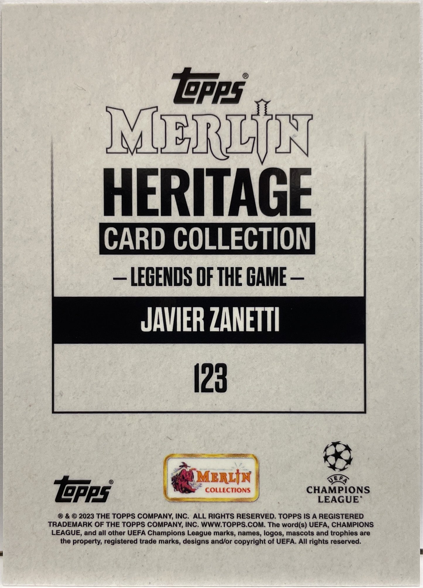 Javier Zanetti 26/99 Autograph Topps Merlin Heritage UCC 2023/24