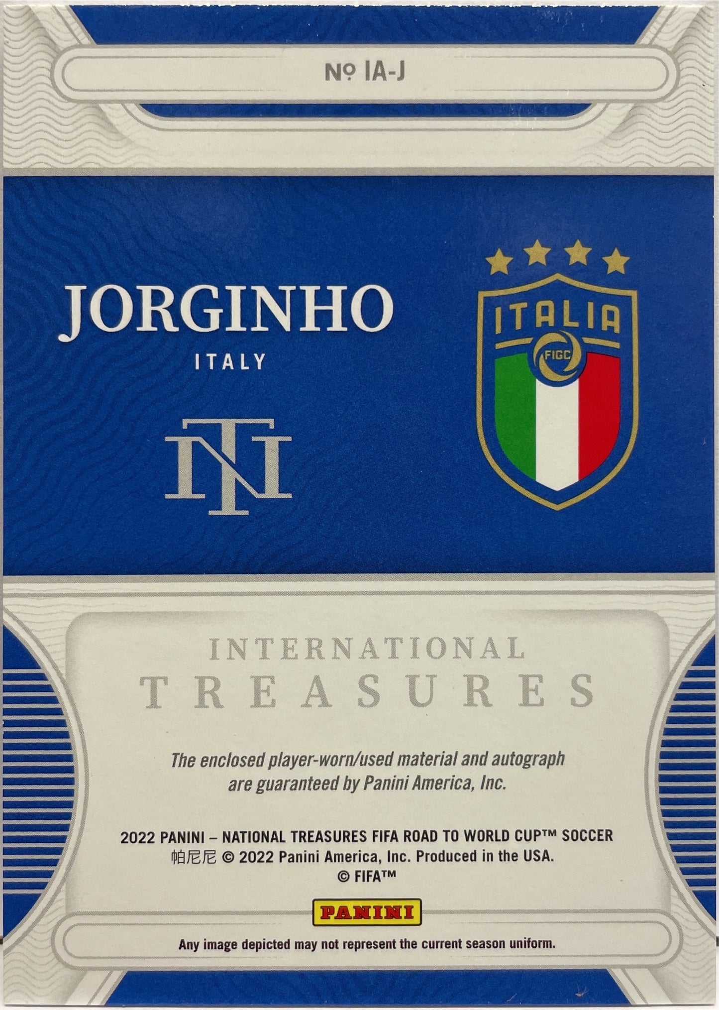 Jorginho 9/49 Patch Autograph National Treasures Road To Qatar 2022