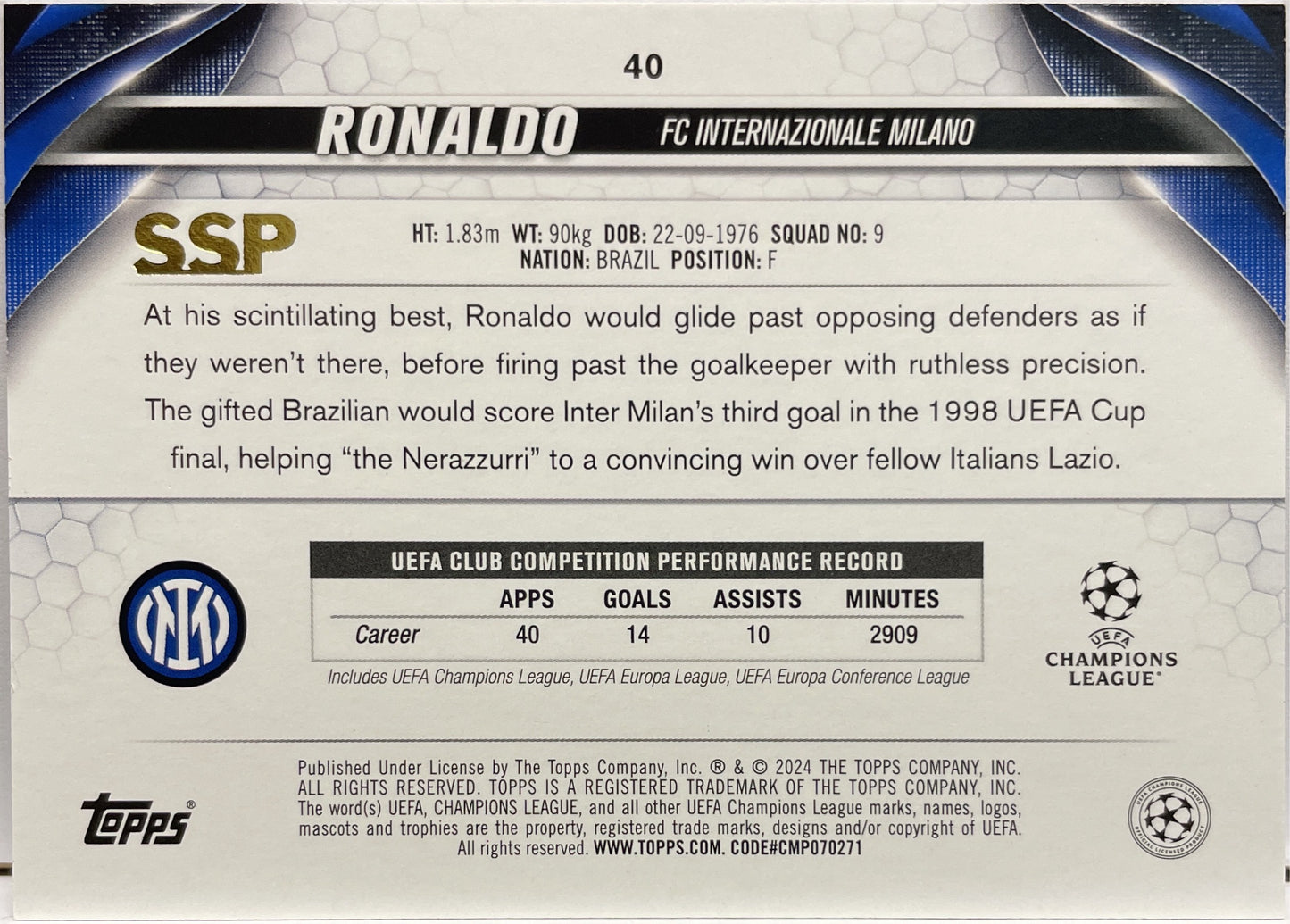 Ronaldo SSP Image Variation Topps UCC 2024/25