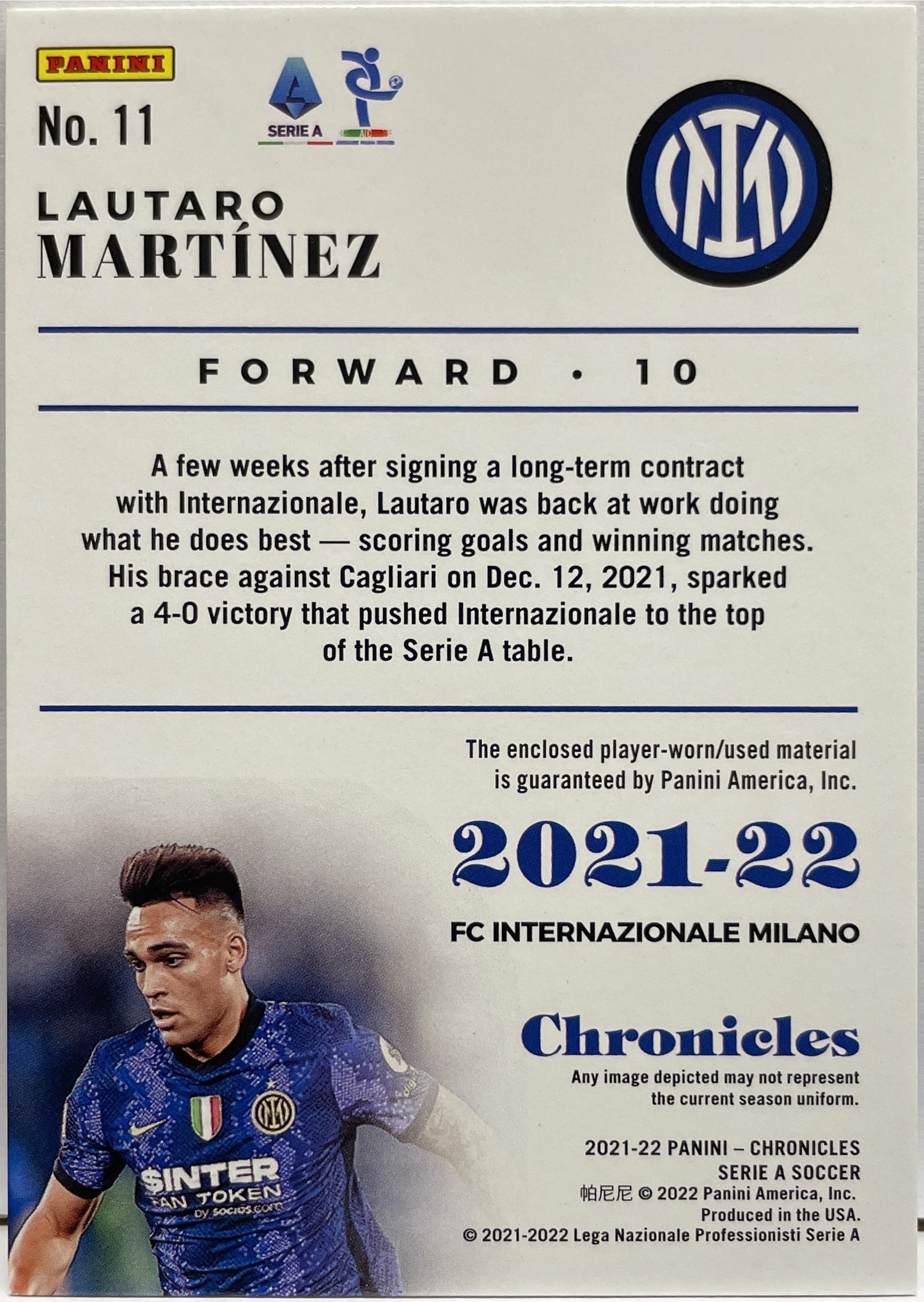 Lautaro Martinez 109/500 Patch Chronicles Serie A 2021/22