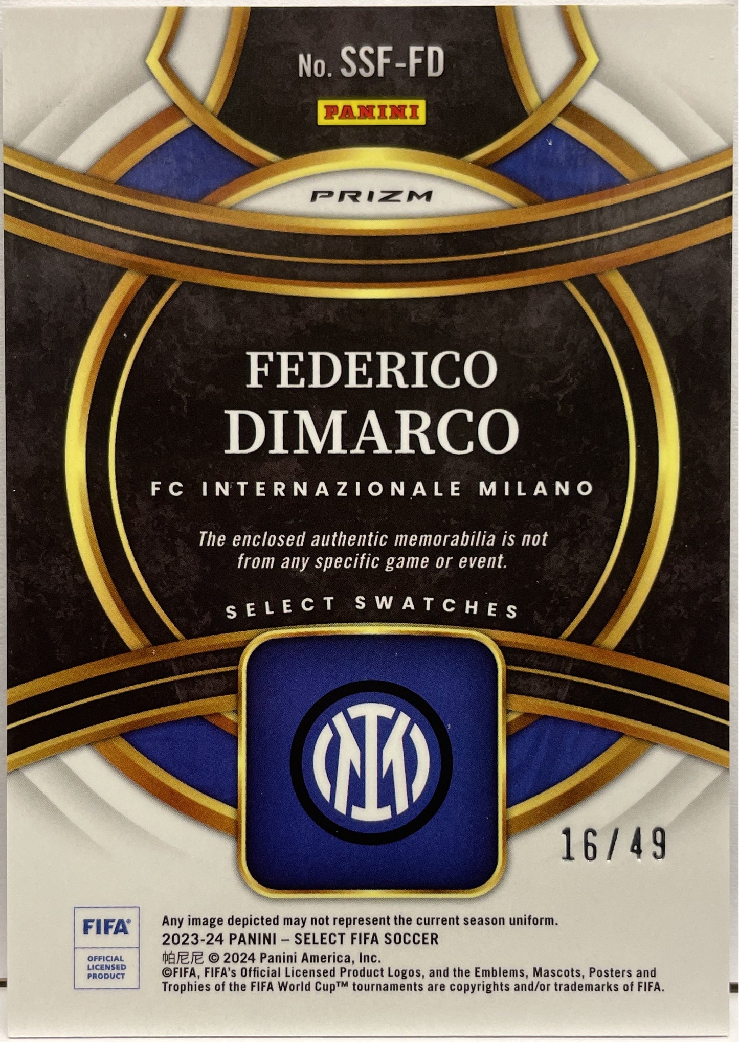 Federico Dimarco 16/49 Patch Swatches Purple Select Fifa 2023/24