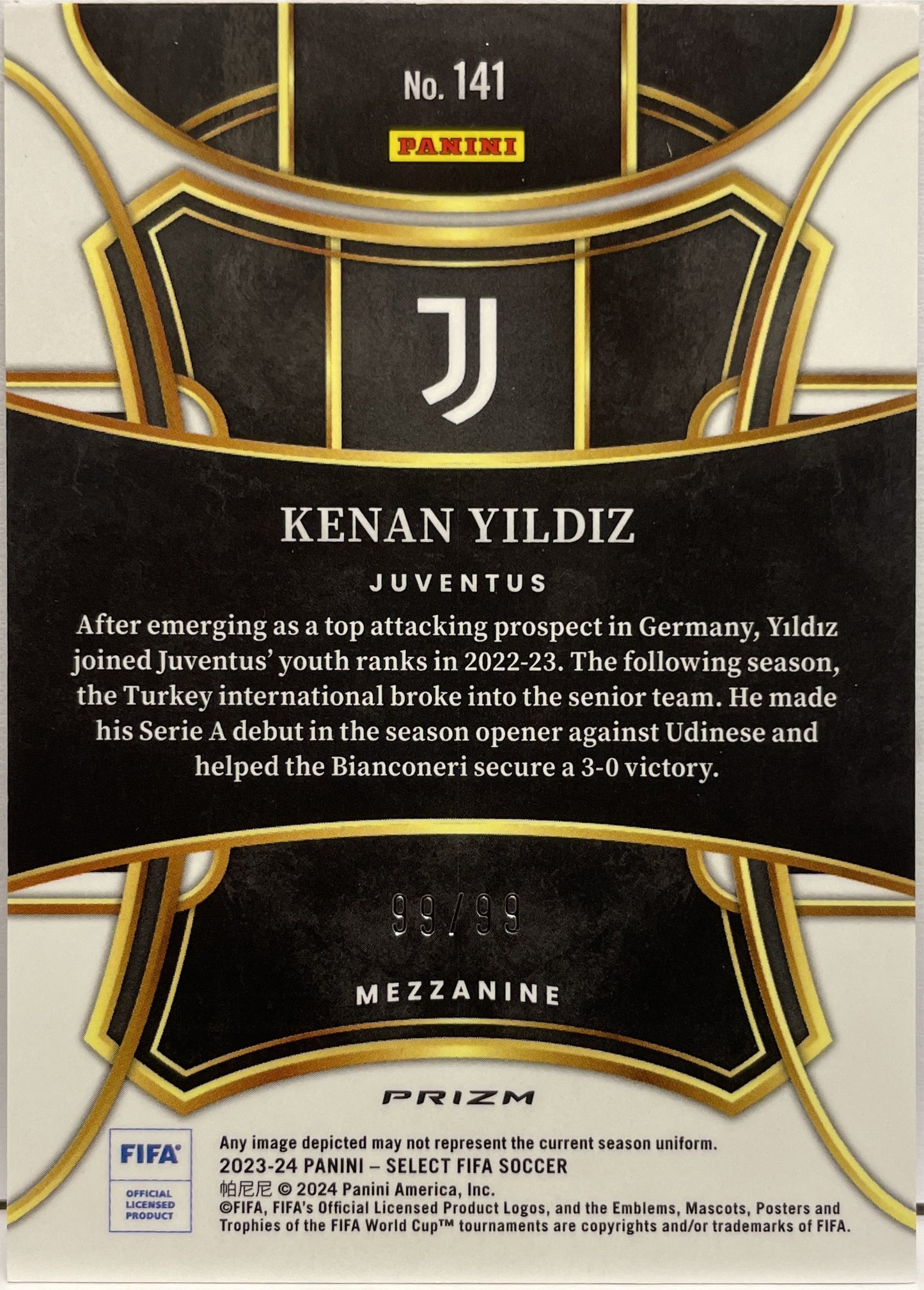 Kenan Yildiz 99/99 Rookie Mezzanine Winter Camo Select Fifa 2023/24