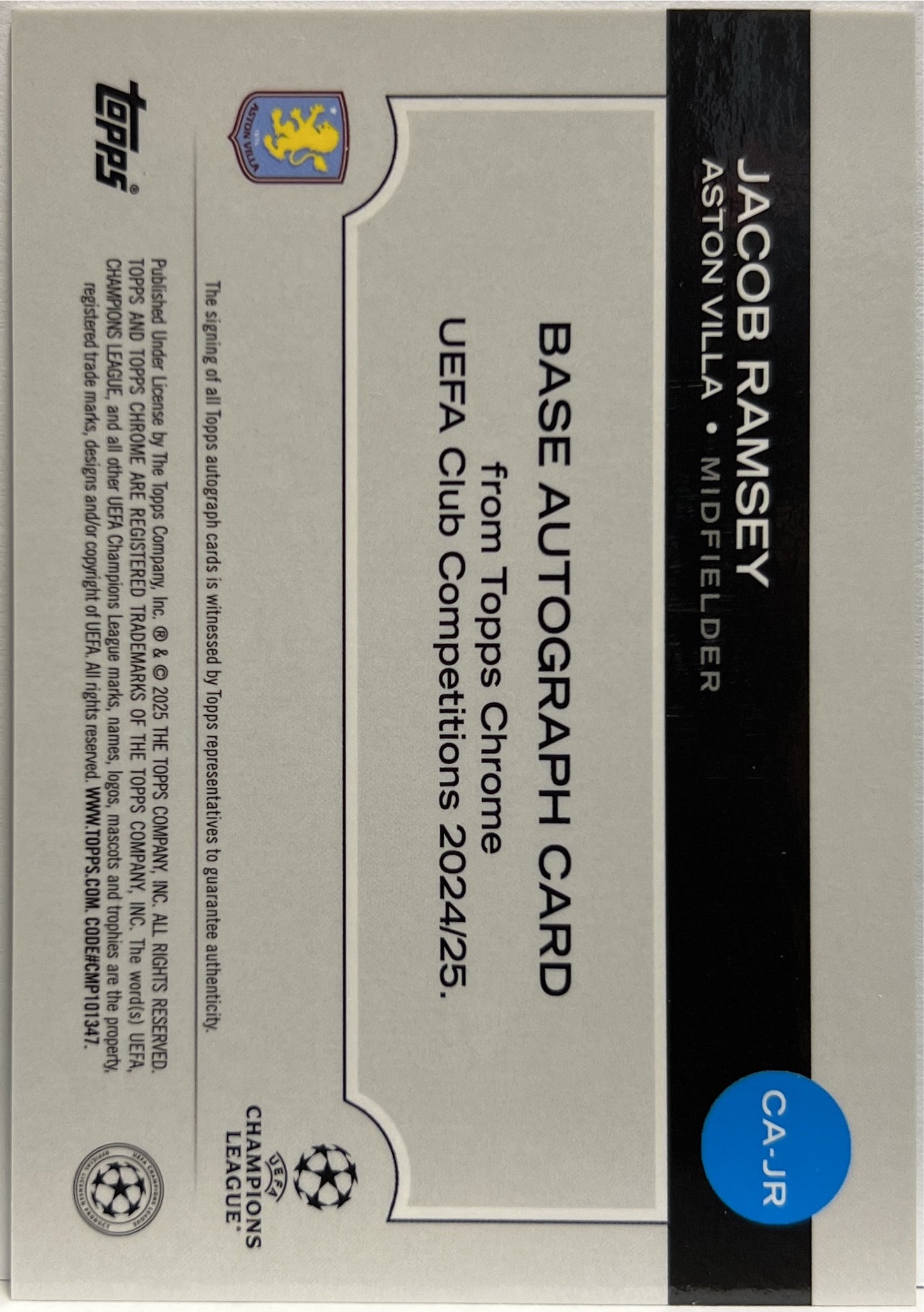 Jacob Ramsey 39/99 Autograph Green Topps Chrome UCC 2024/25