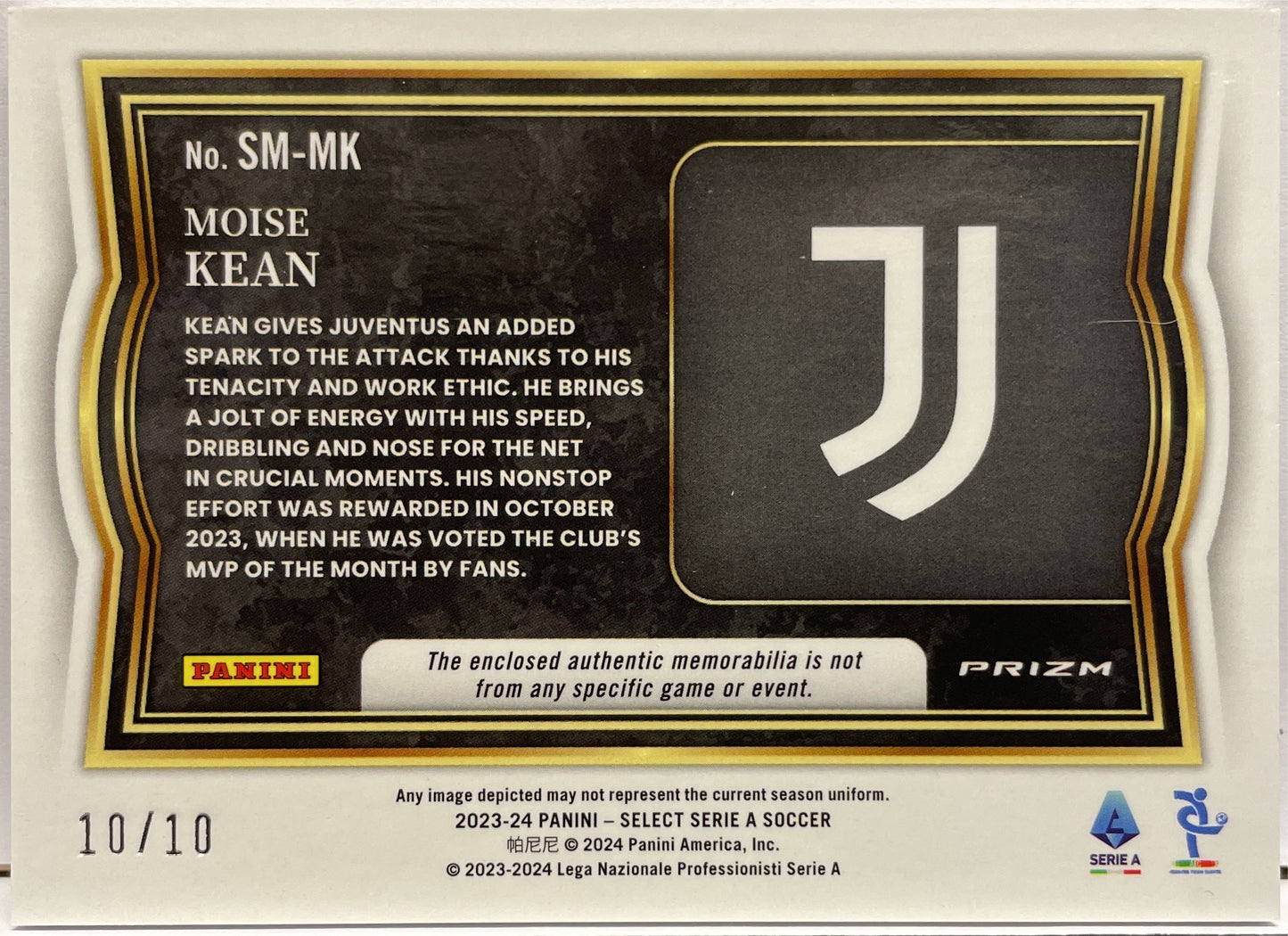 Moise Kean 10/10 Patch Memorabilia Gold Select Fifa 2023/24