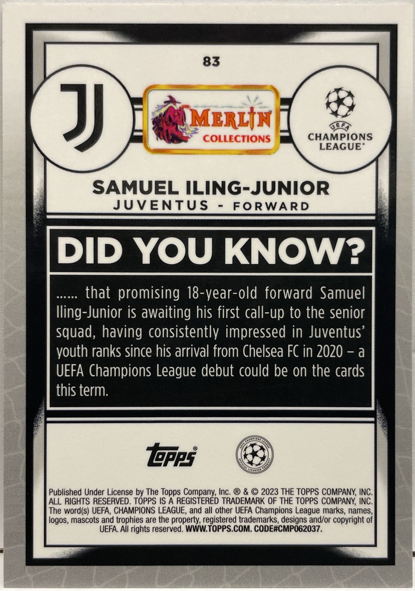 Samuel Iling-Junior 17/25 Rookie Orange Topps Chrome Merlin 2022/23