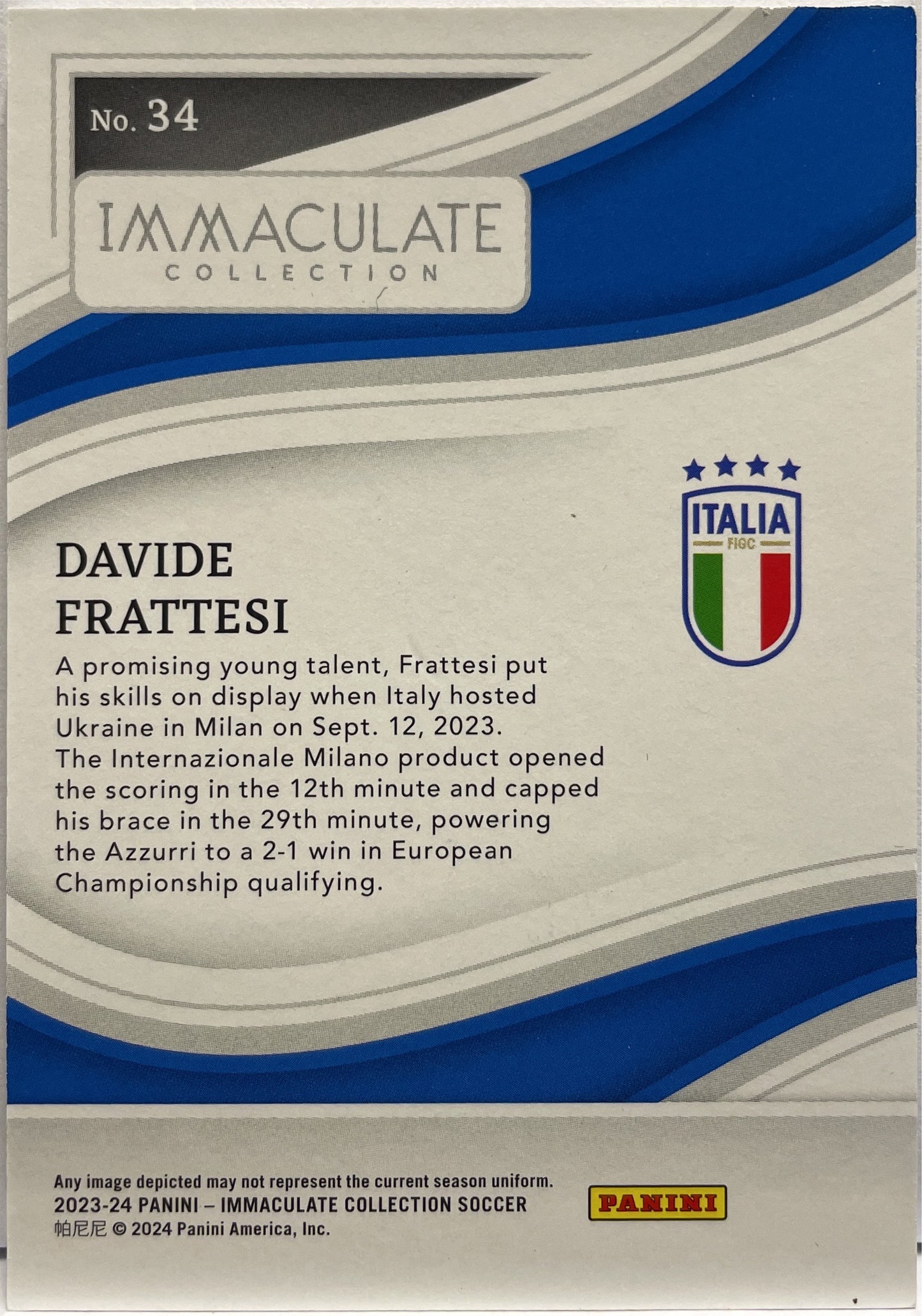 Davide Frattesi 21/40 Panini Immaculate 2023/24
