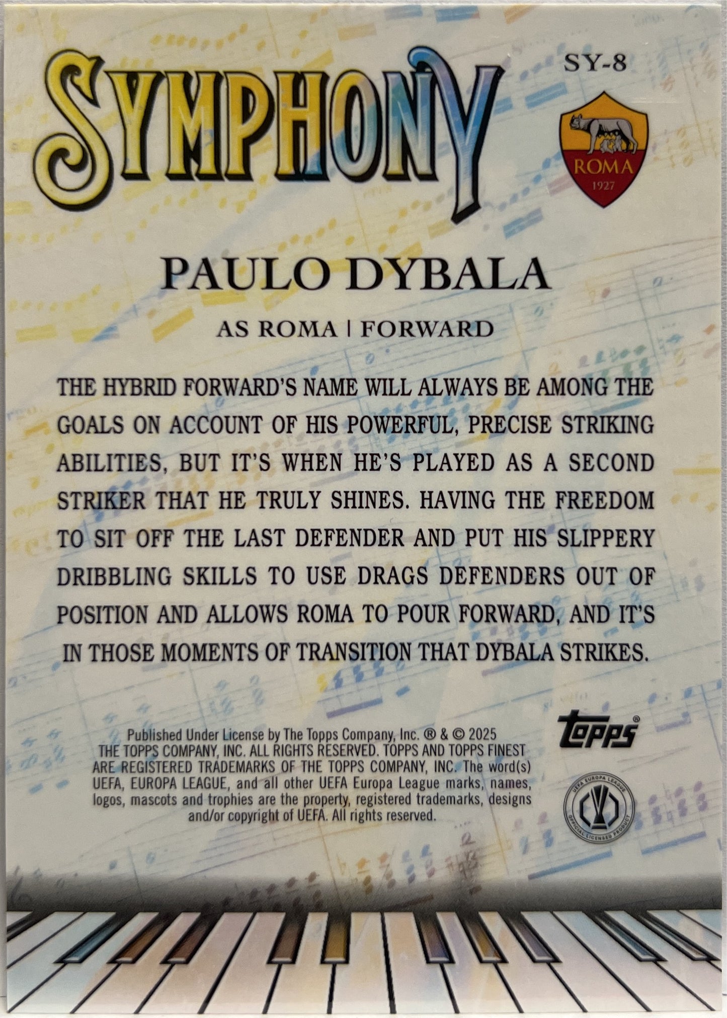 Paulo Dybala 18/299 Symphony Purple Topps Finest UCC 2024/25