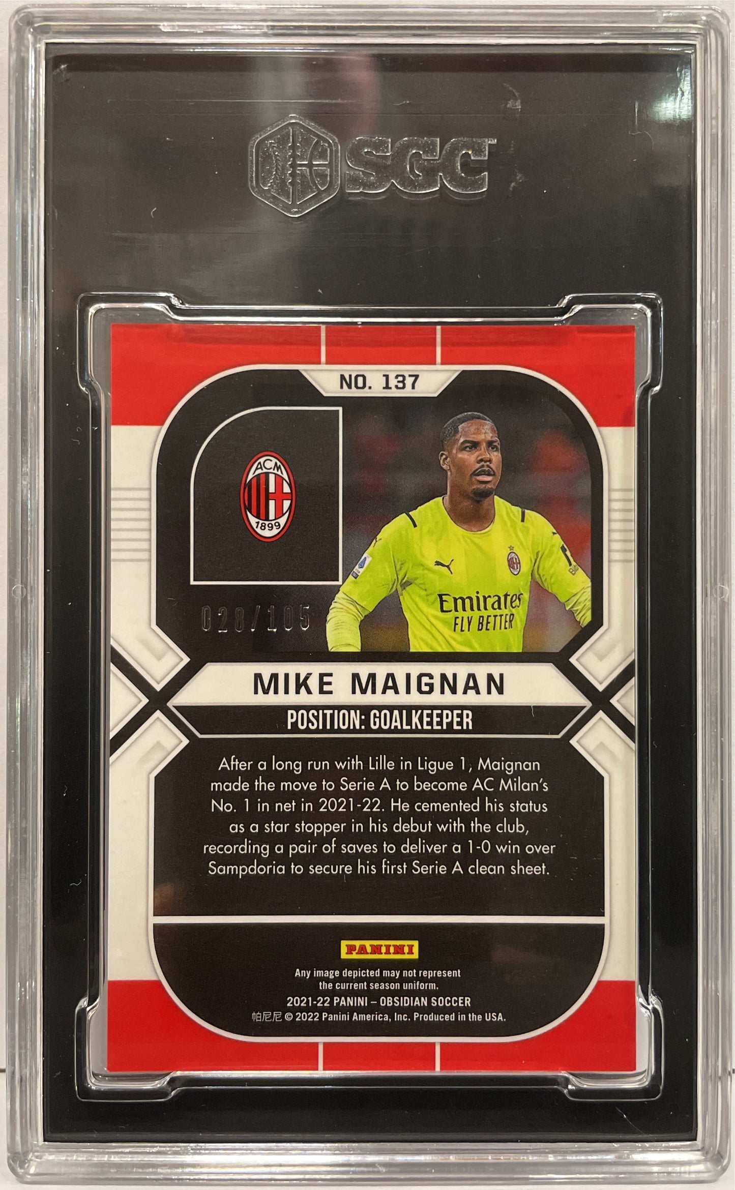 SGC 10 - Mike Maignan 28/105 Rookie - Obsidian 2021/22