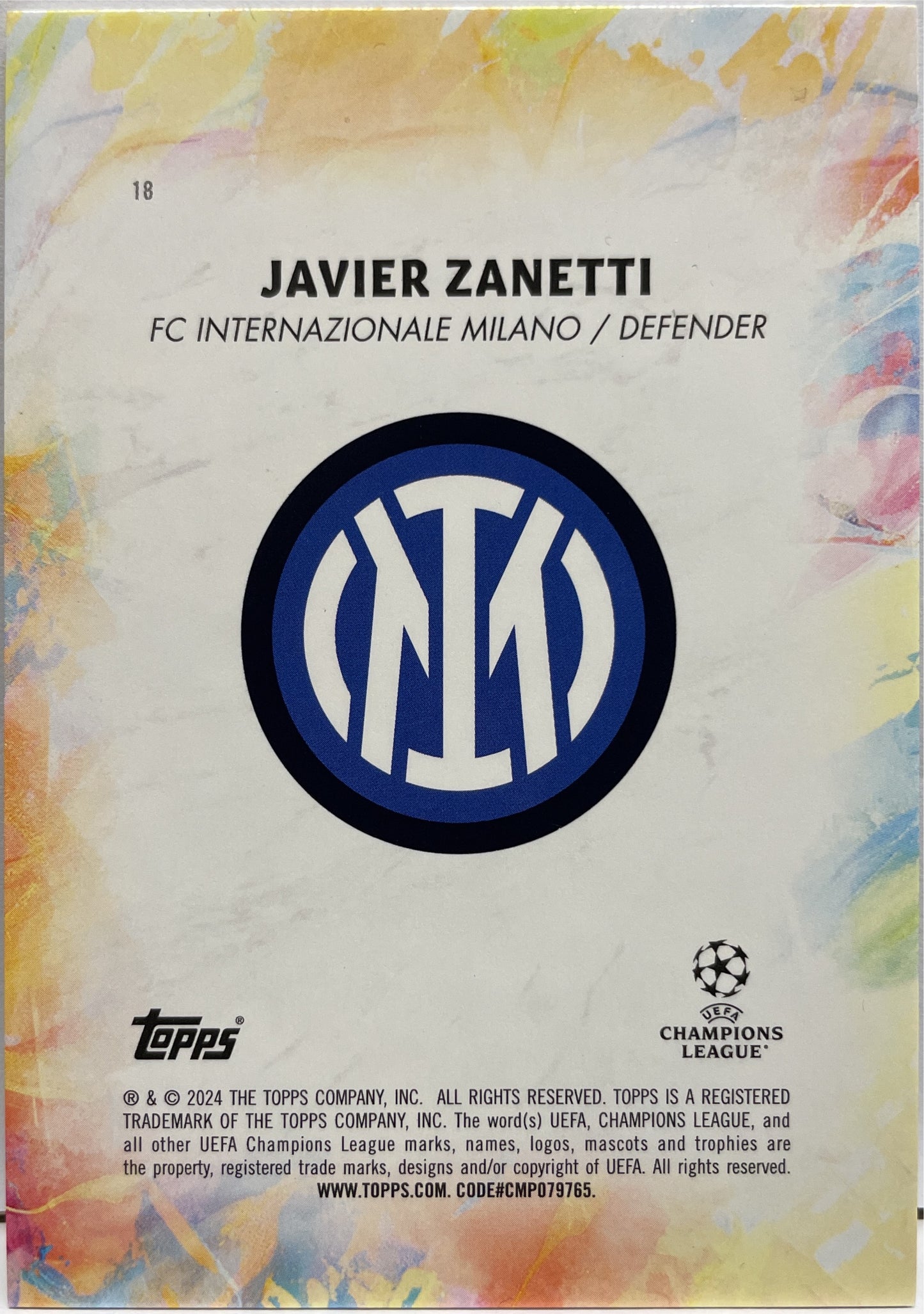 Javier Zanetti 23/49 Legacy Topps Inception 2023/24