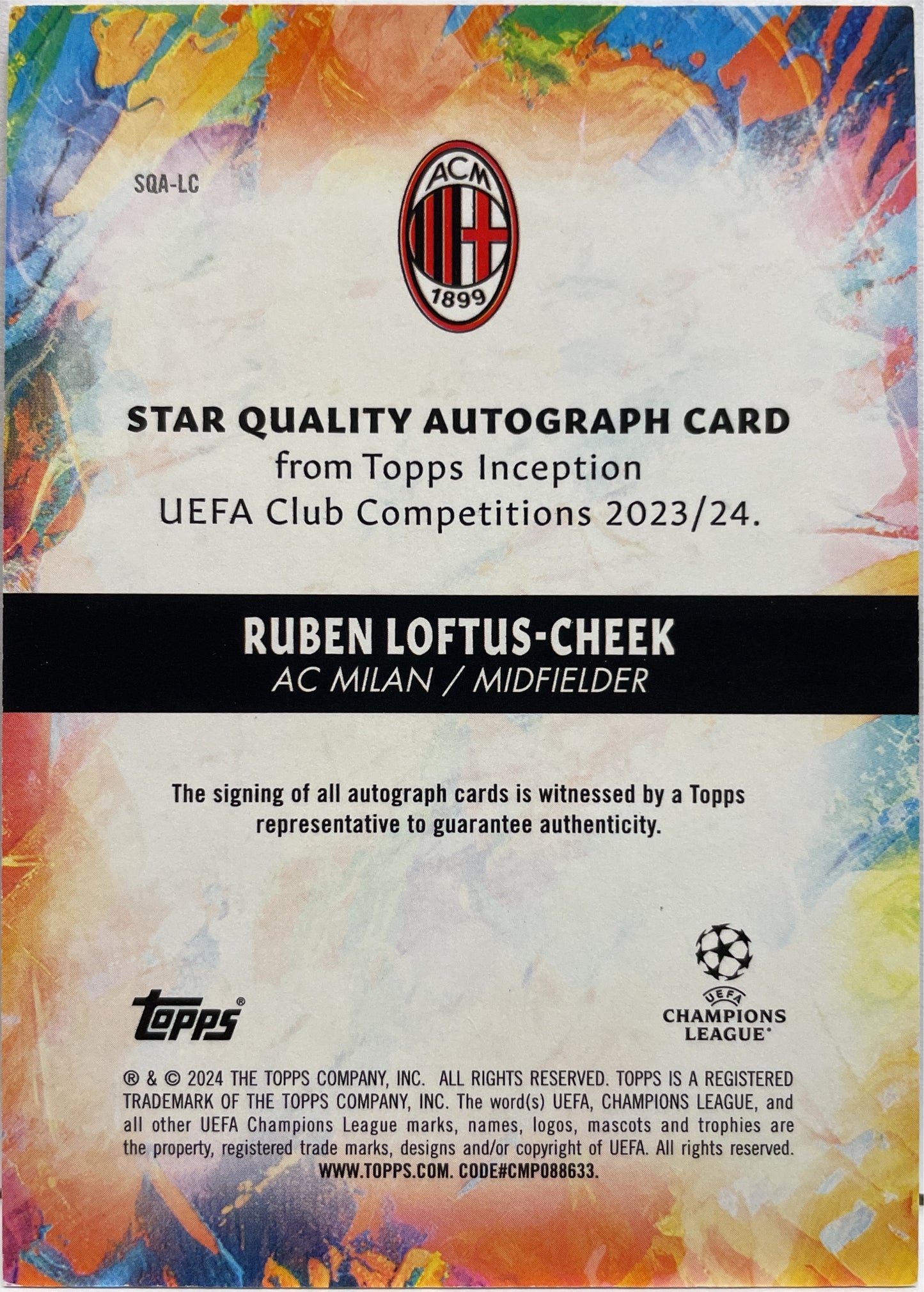 Ruben Loftus Cheek 4/25 Autograph Star Quality Topps Inception 2023/24