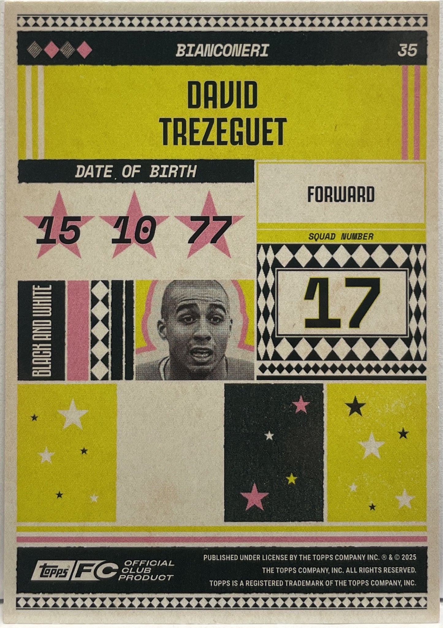 David Trezeguet 5/50 Topps Juventus Premium Team Set 2024/25