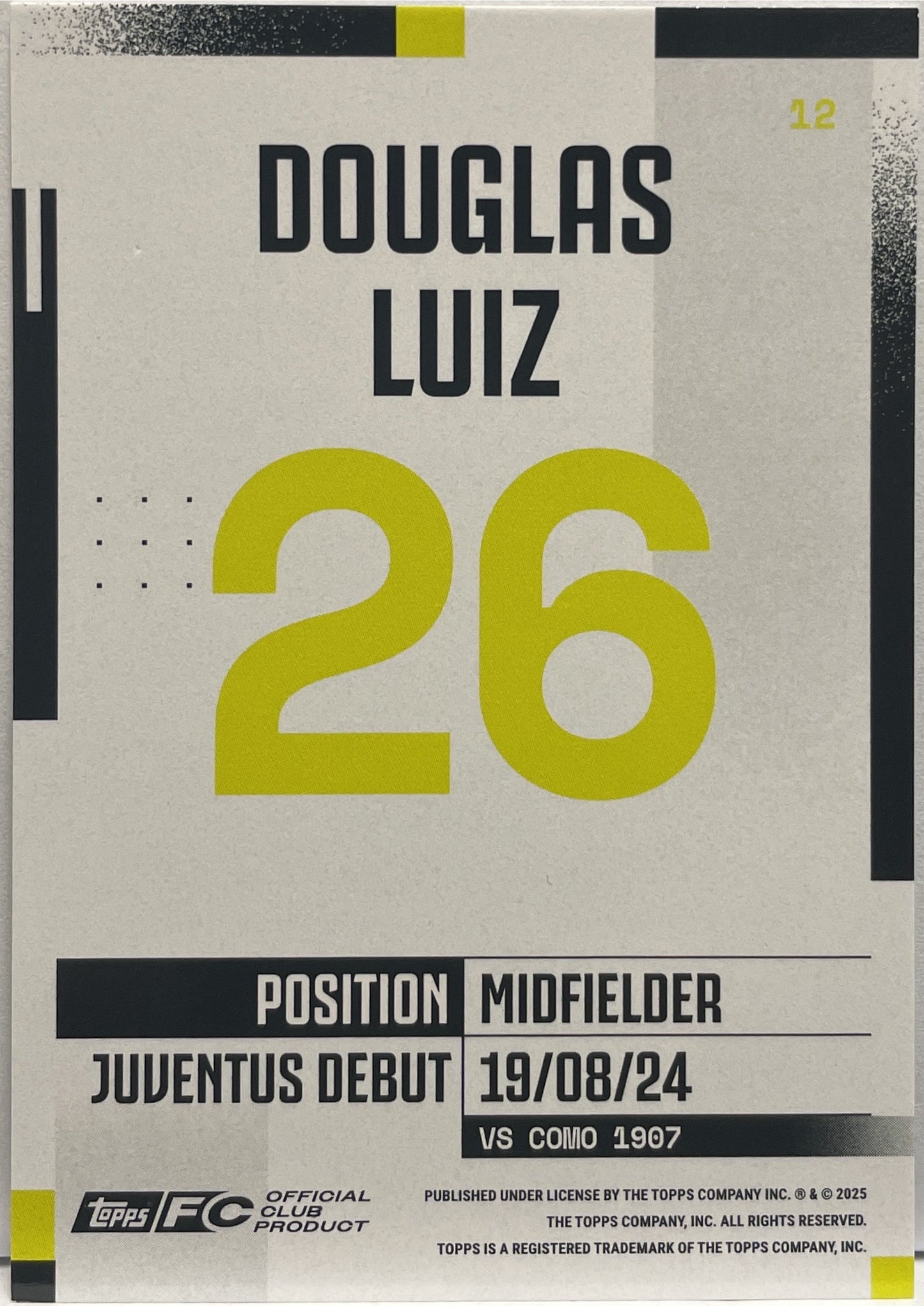 Douglas Luiz 95/99 Pink Topps Juventus Premium Team Set 2024/25