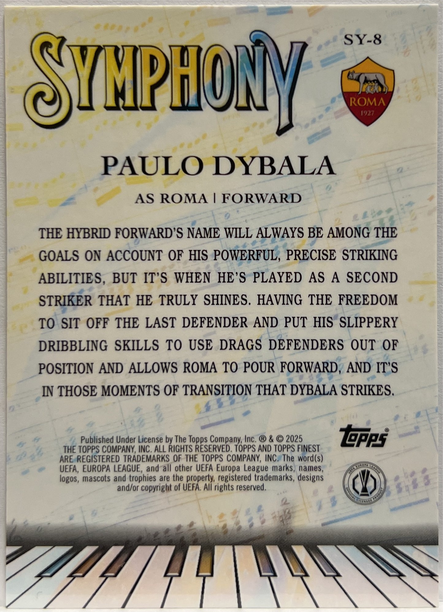 Paulo Dybala 77/299 Symphony Purple Topps Finest UCC 2024/25