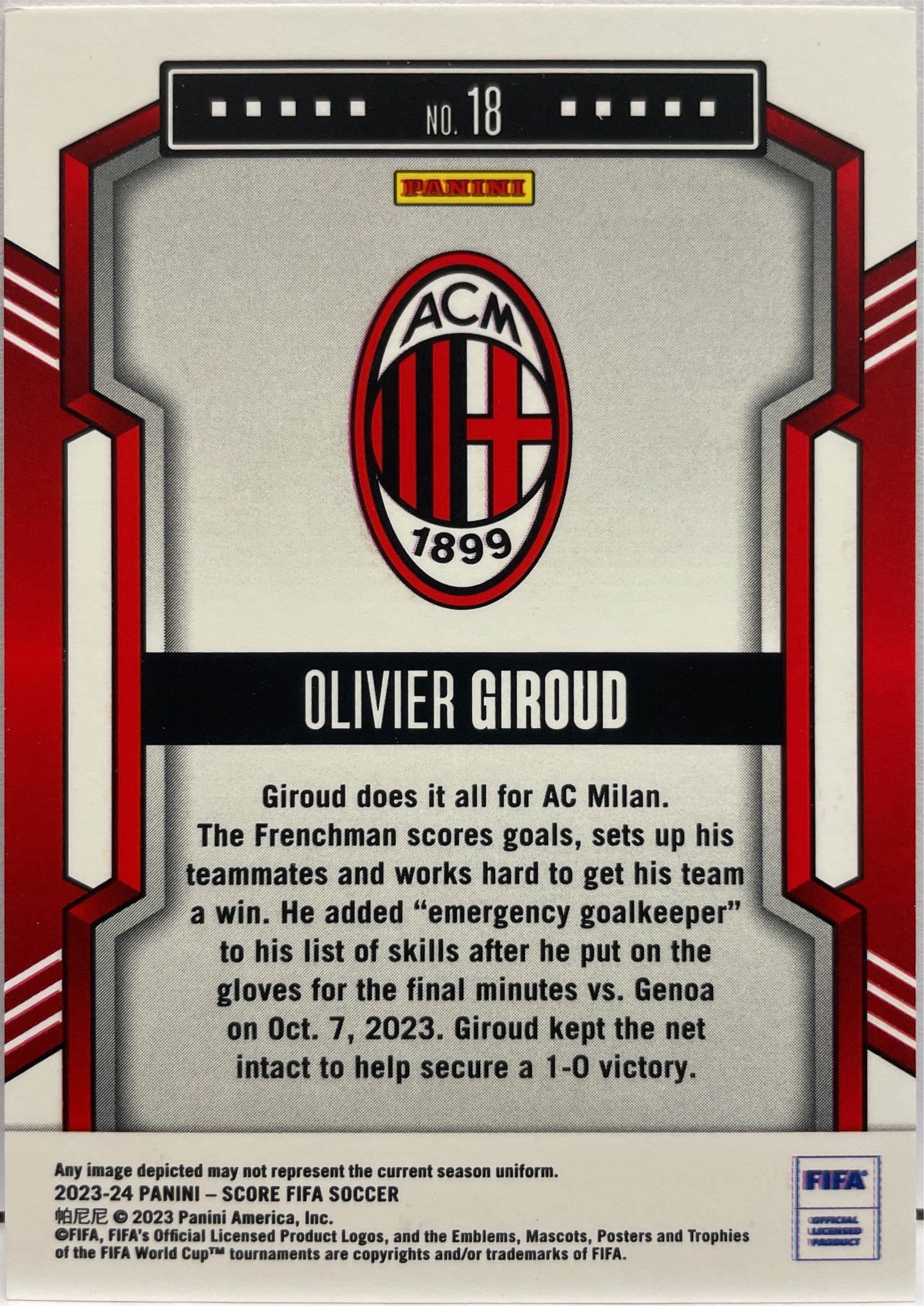 Olivier Giroud 34/50 Blue Laser Score Serie A 2023/24