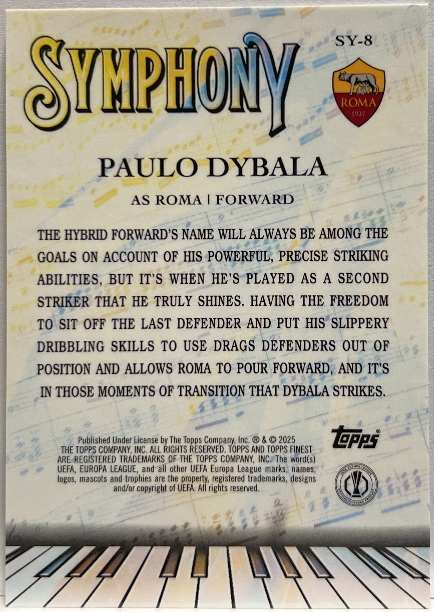 Paulo Dybala 146/299 Symphony Purple Topps Finest UCC 2024/25