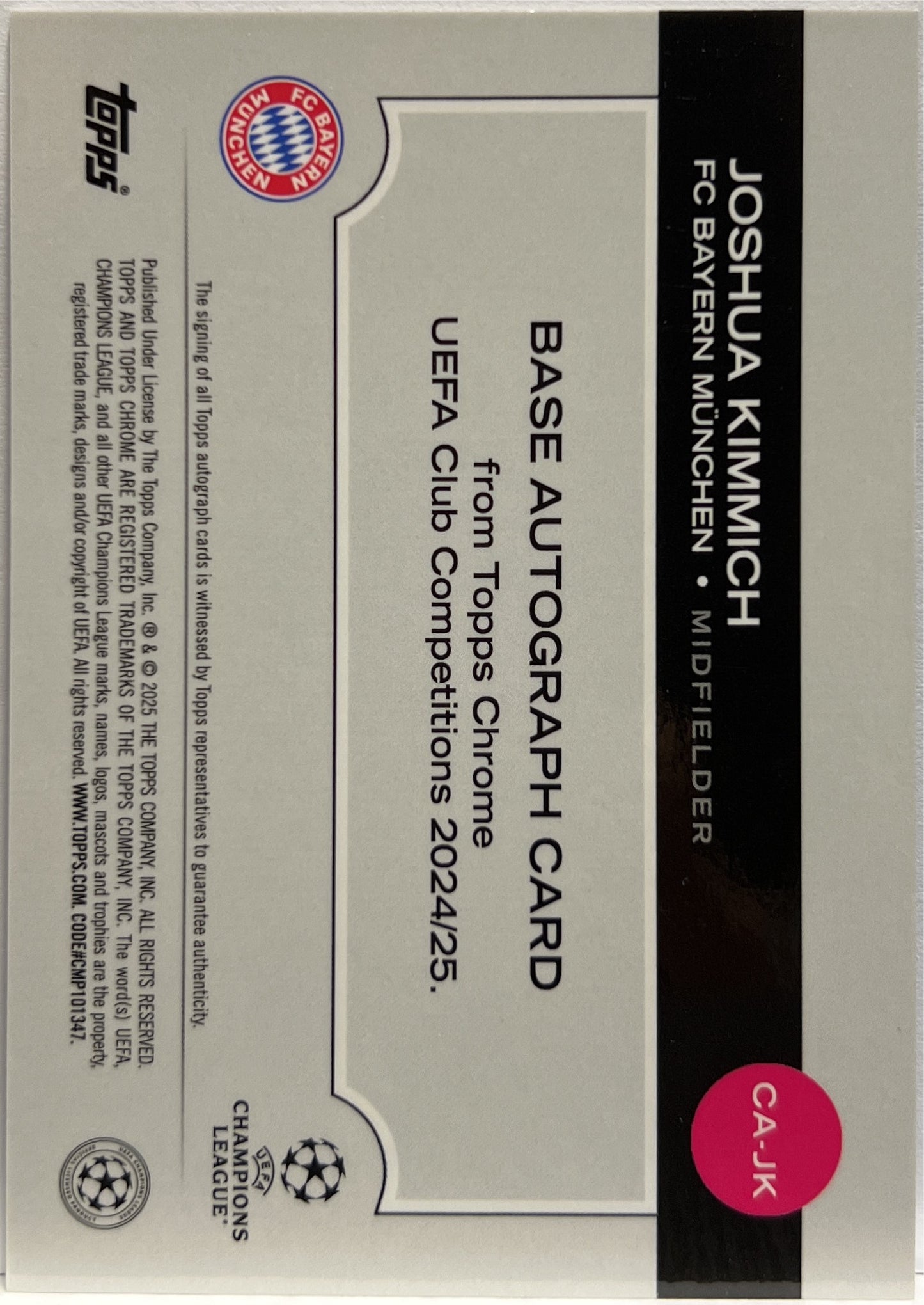 Jousha Kimmich 125/150 Autograph Blue Topps Chrome UCC 2024/25