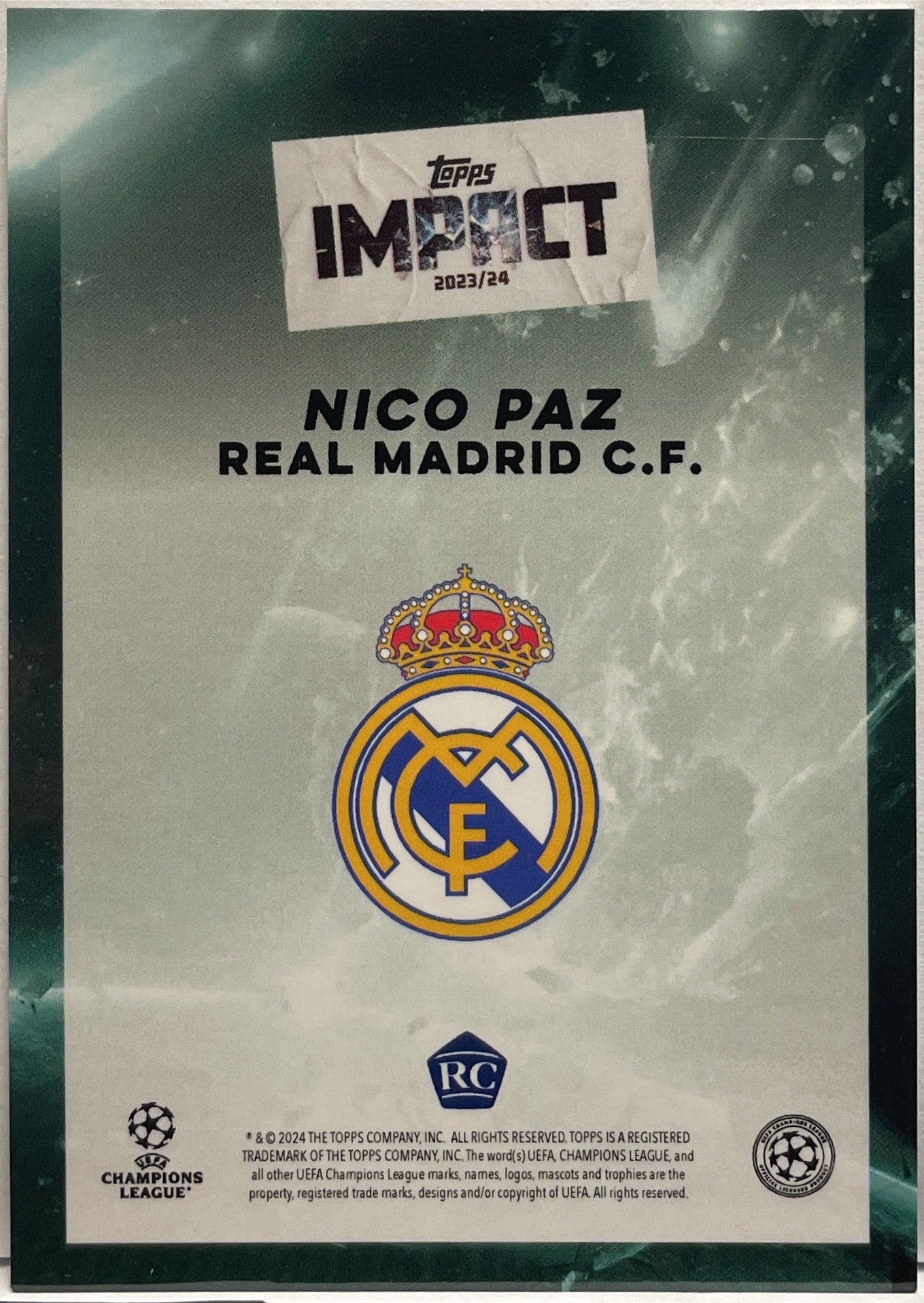 Nico Paz 7/10 Rookie Topps Impact 2023/24