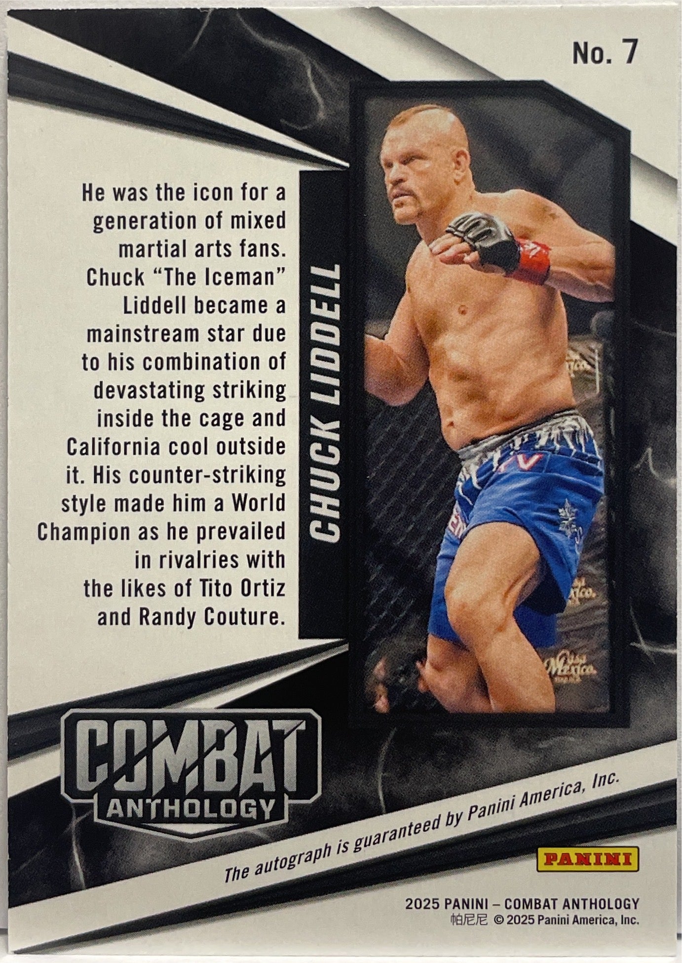 Chuck Liddel 7/10 Autograph Panini Combat Anthology 2025