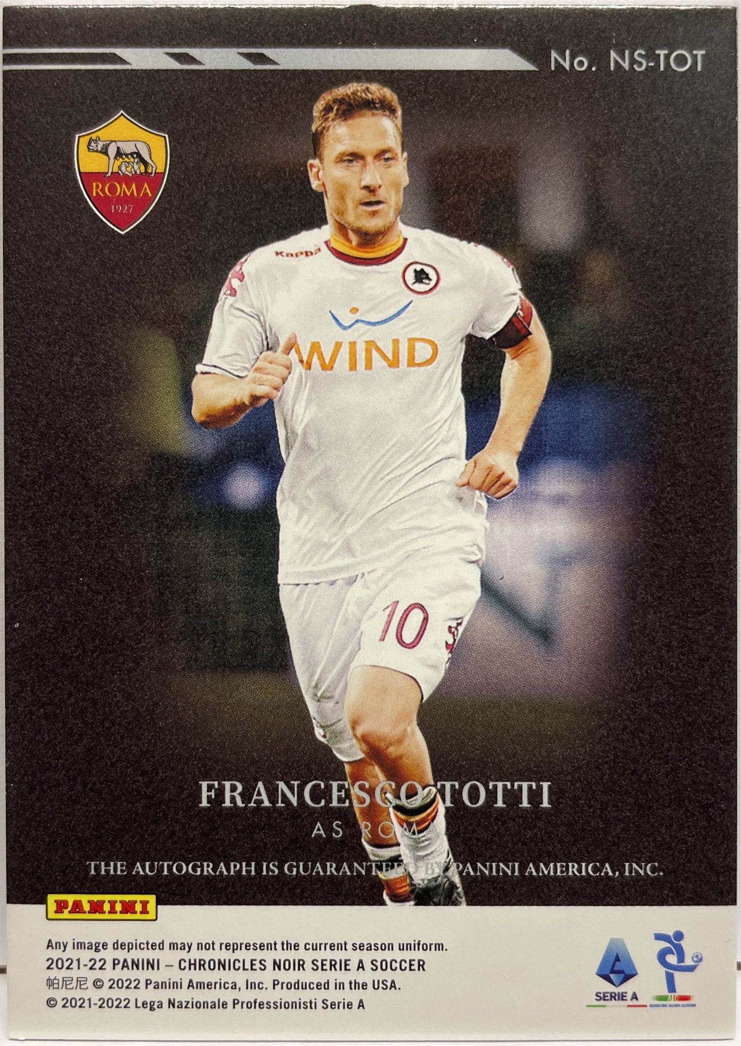 Franscesco Totti 72/99 Autograph Spotlight Noir Chronicles Serie A 2021/22