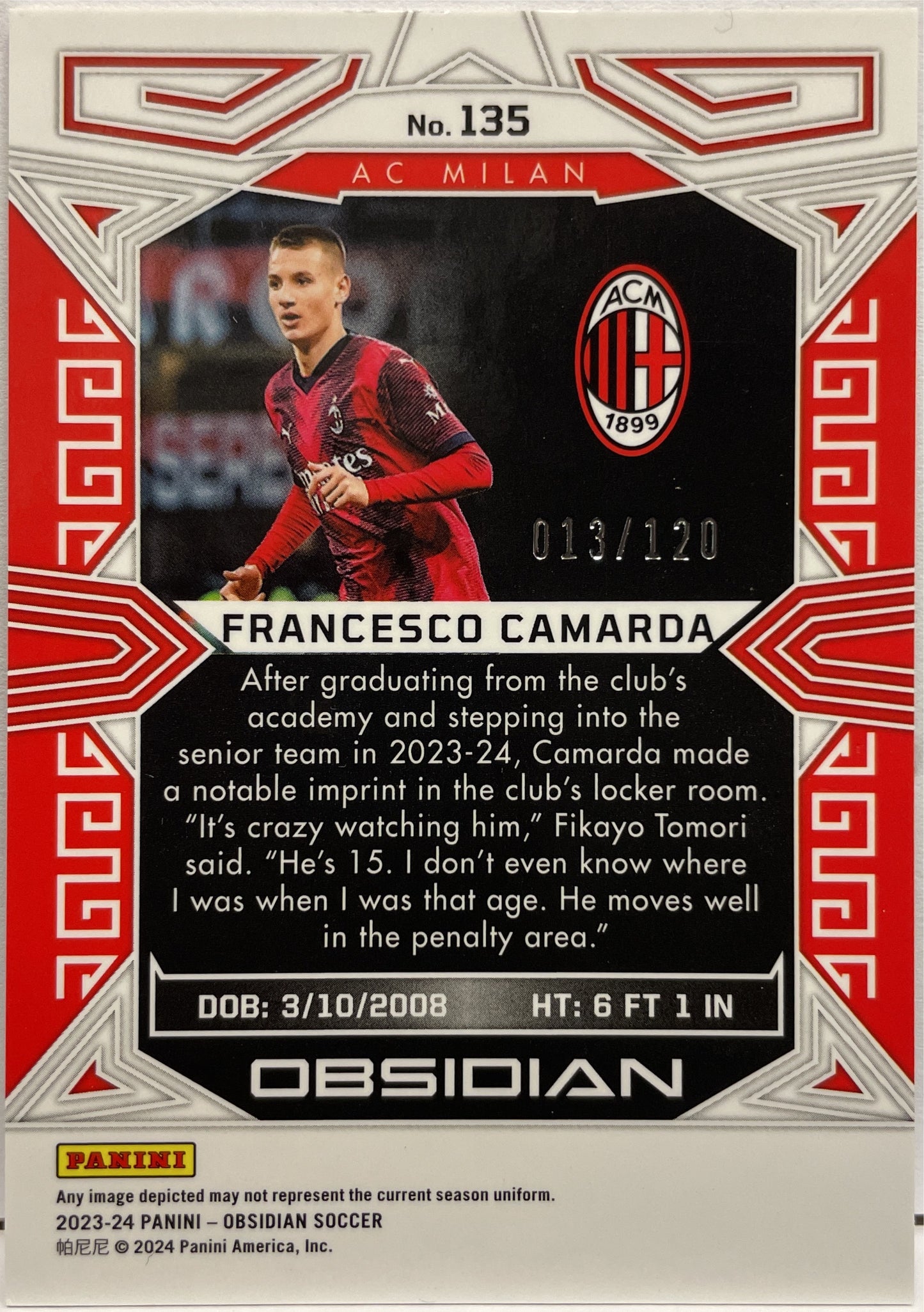 Francesco Camarda 13/120 Rookie Obsidian 2023/24