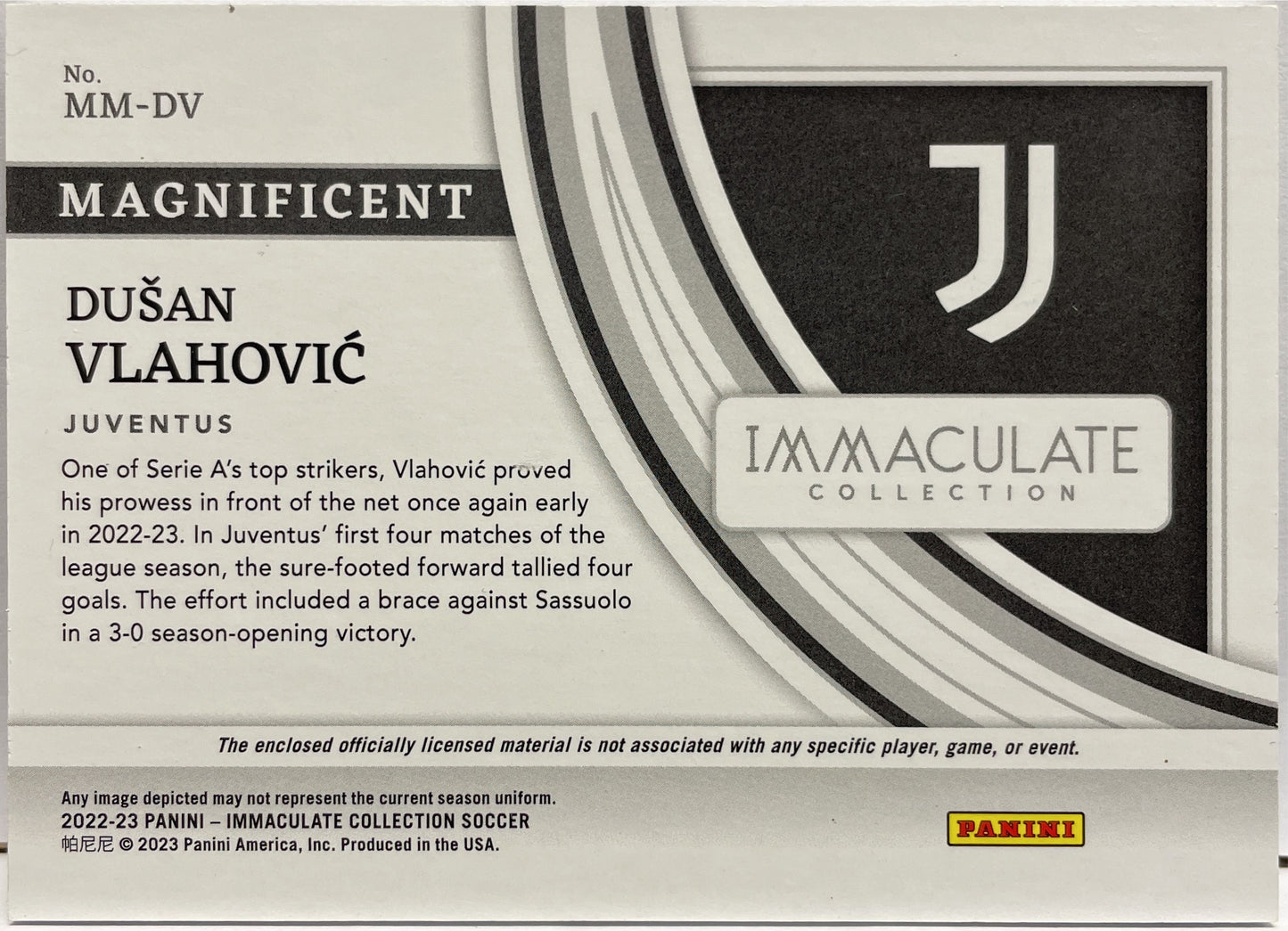 Dusan Vlahovic 73/99 Patch Magnificent Panini Immaculate 2022/23