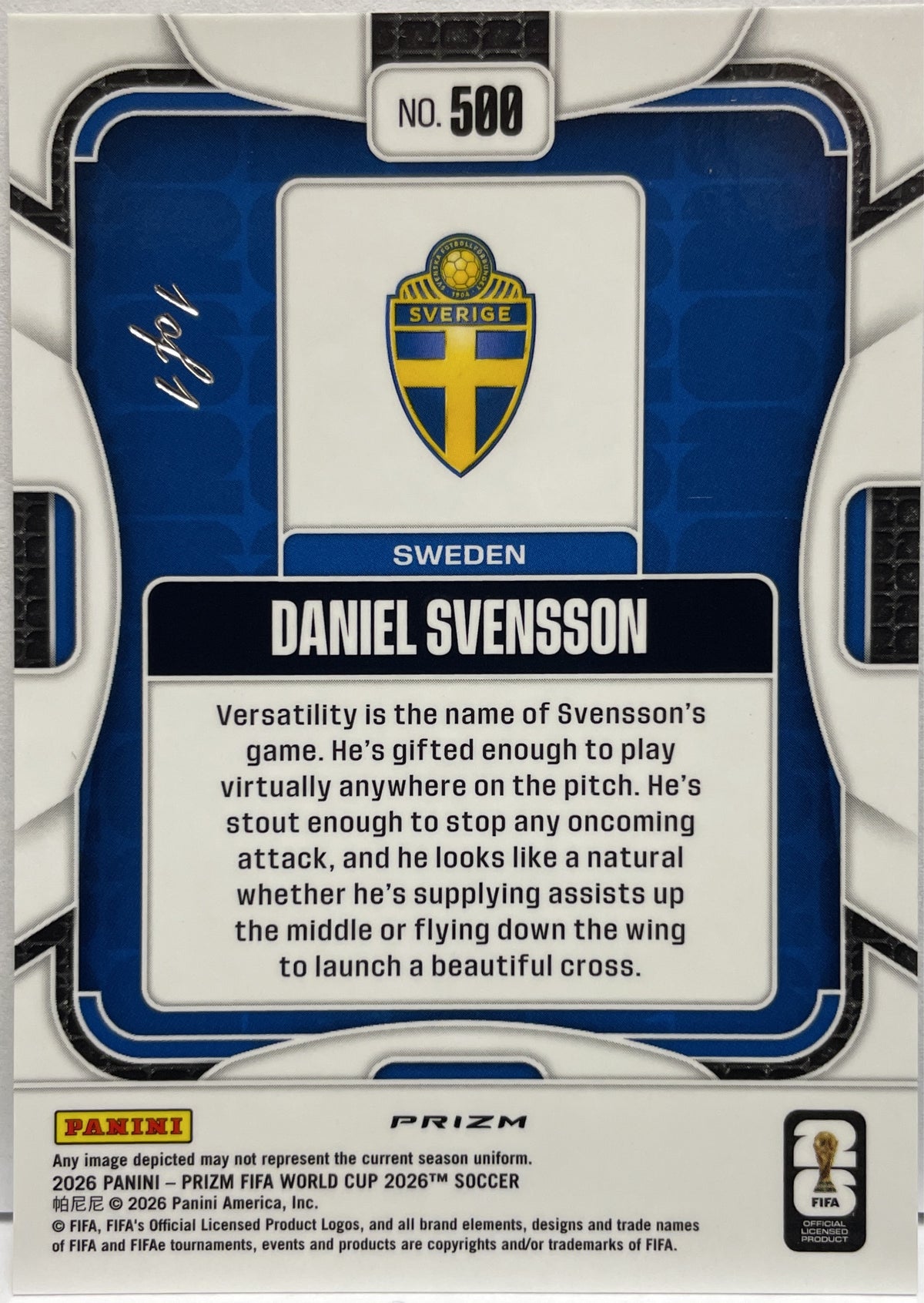 Daniel Svensson 1/1 Rookie Black Panini Prizm Fifa World Cup 2026