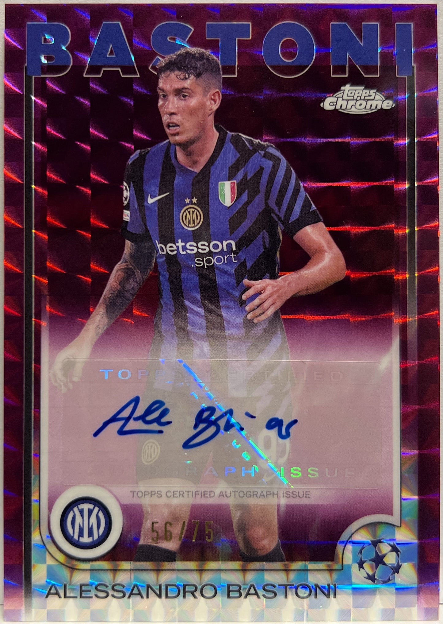 Alessandro Bastoni 56/75 Autograph Magenta Geometric Topps Chrome UCC 2024/25