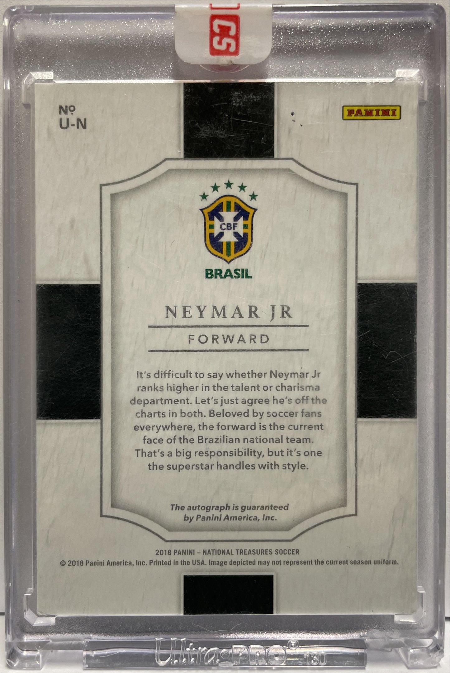 Neymar Jr 9/10 Autograph On Card Unparalleled Panini National Treasures 2018
