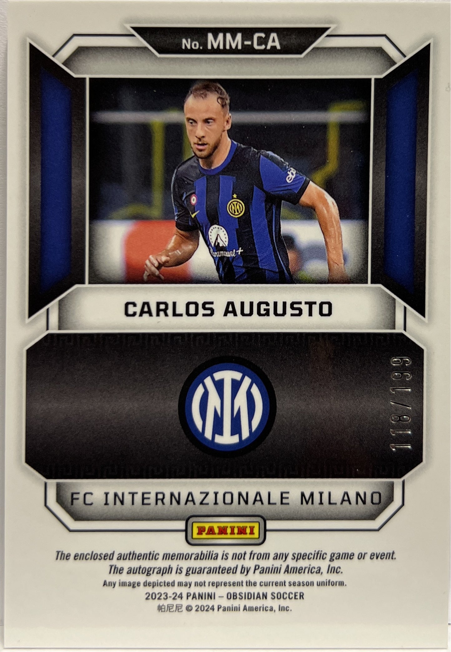 Carlos Augusto 118/199 Patch Autograph Matrix Material Obsidian 2023/24
