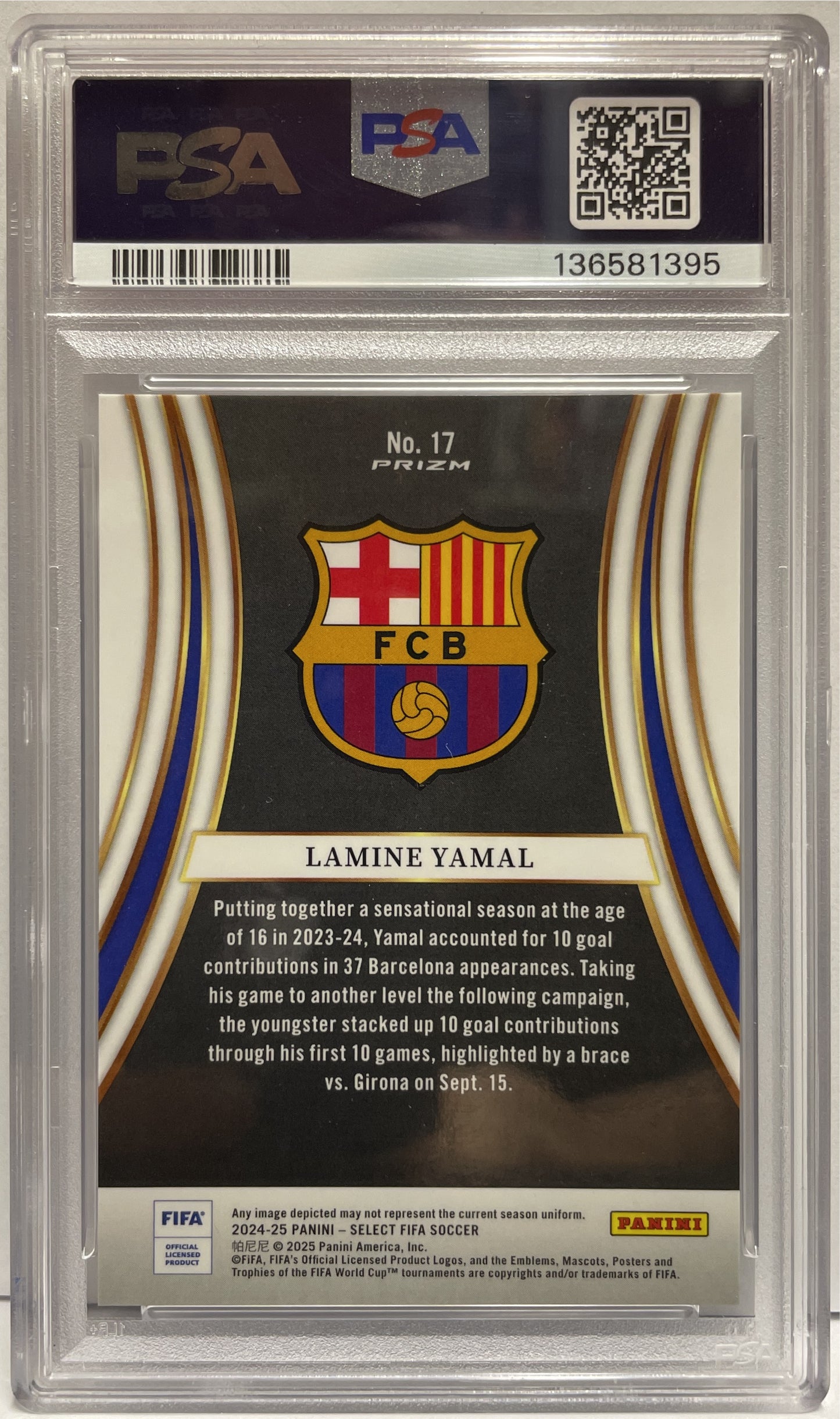 Lamine Yamal Equalizers Blue Pulsar Panini Select Fifa 2024/25 PSA 10