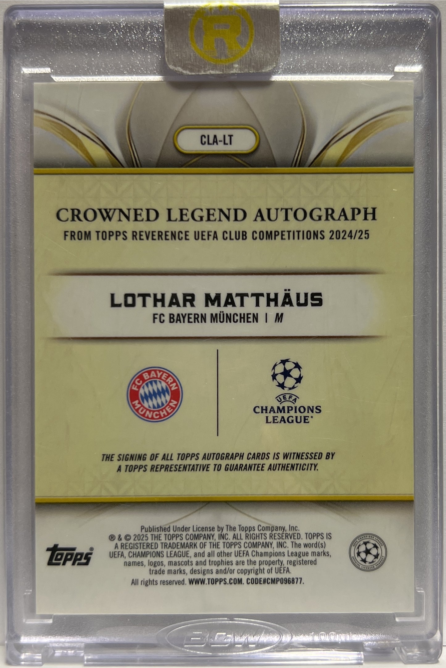 Lothar Matthaus 82/99 Autograph Topps Reverence 2024/25