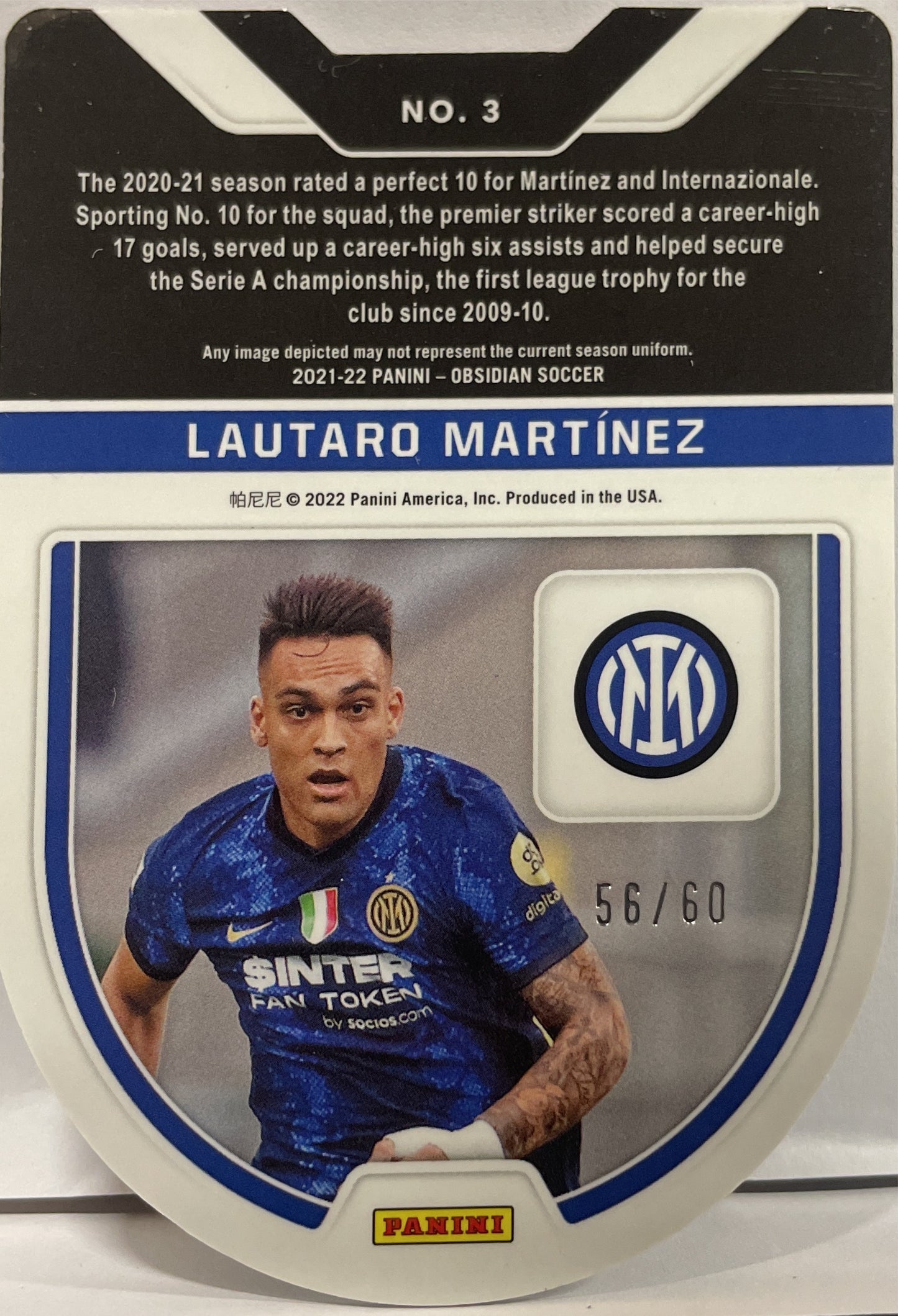 Lautaro Martinez 56/60 Tunnel Vision Panini Obsidian 2021/22