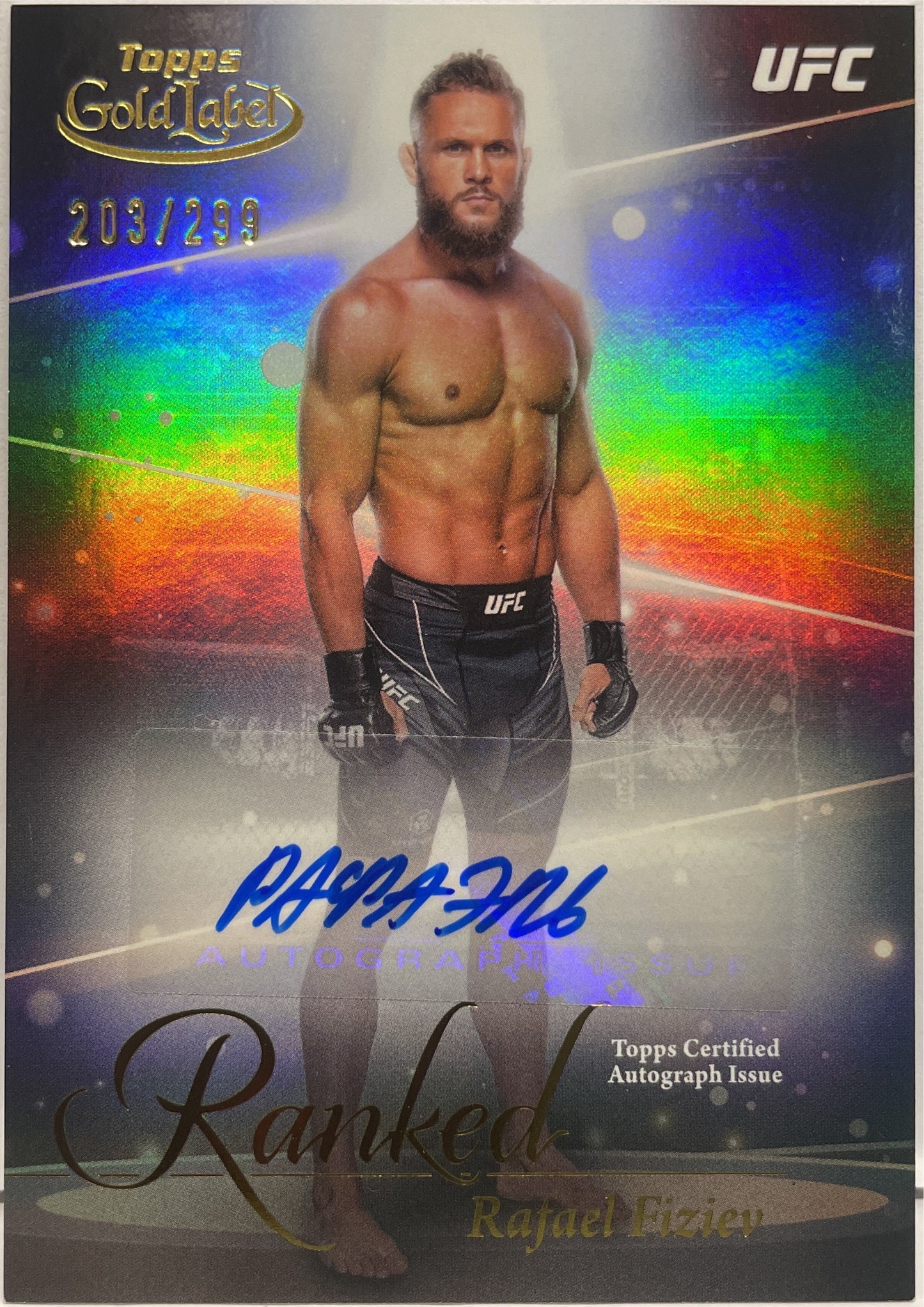 Rafael Fiziev 203/299 Autograph Ranked Topps Gold Label UFC 2024