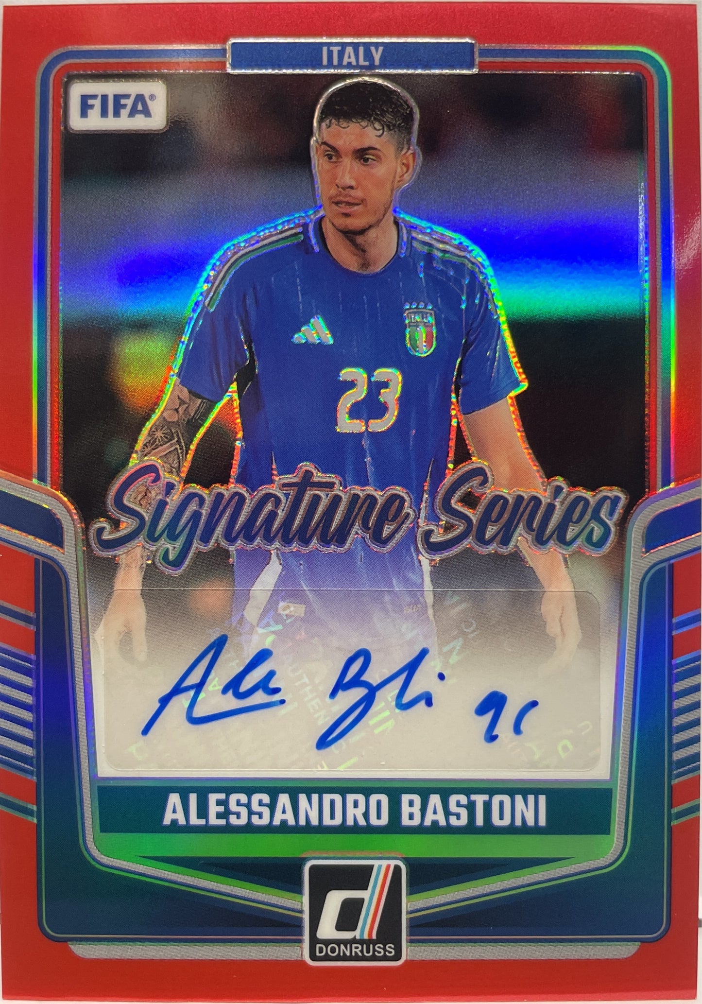 Alessandro Bastoni 27/49 Autograph Signature Series Red Donruss Fifa 2024/25