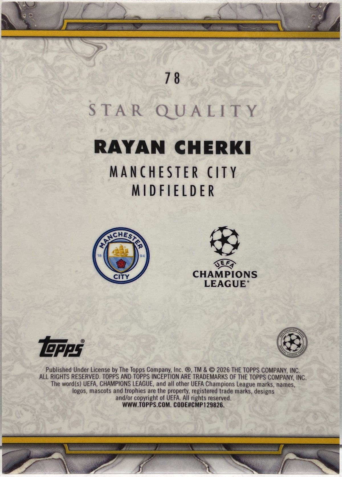 Rayan Cherki Star Quality Topps Inception 2025/26